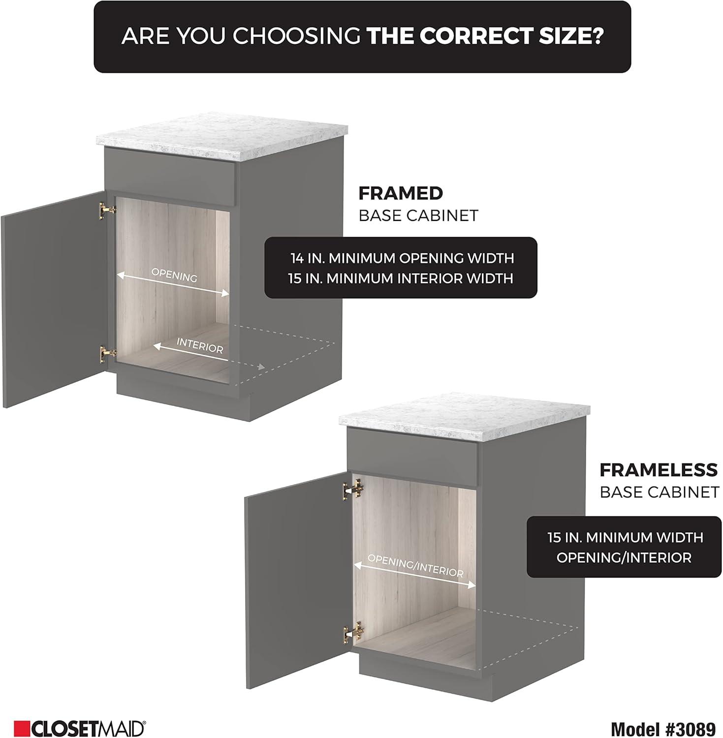 imageClosetMaid 11 in Pull Out Cabinet Organizer 2 Tier Heavy Duty Slide Out Pantry Shelves Drawers for Kitchen Bathroom WhiteNickel