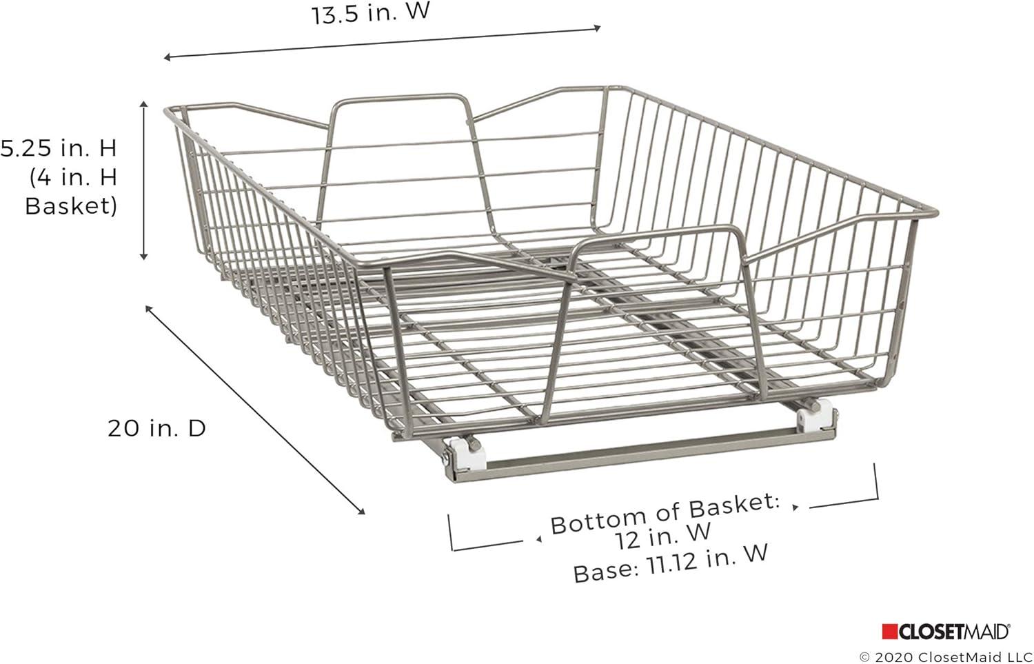 imageClosetMaid 11 in Pull Out Cabinet Organizer 2 Tier Heavy Duty Slide Out Pantry Shelves Drawers for Kitchen Bathroom WhiteNickel