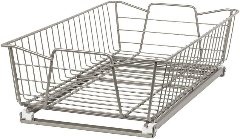 imageClosetMaid 11 in Pull Out Cabinet Organizer 2 Tier Heavy Duty Slide Out Pantry Shelves Drawers for Kitchen Bathroom WhiteNickel