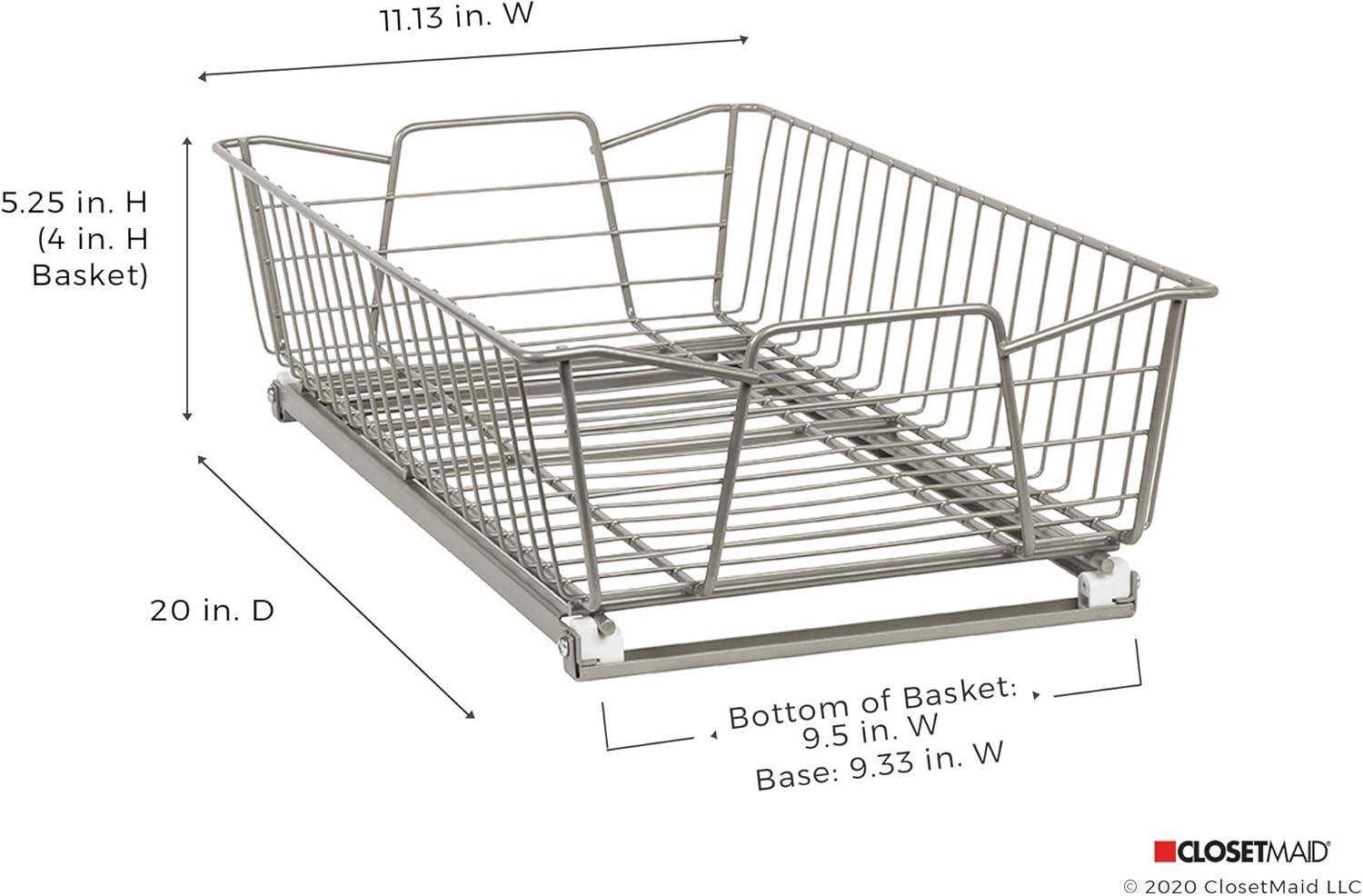 imageClosetMaid 11 in Pull Out Cabinet Organizer 2 Tier Heavy Duty Slide Out Pantry Shelves Drawers for Kitchen Bathroom WhiteNickel