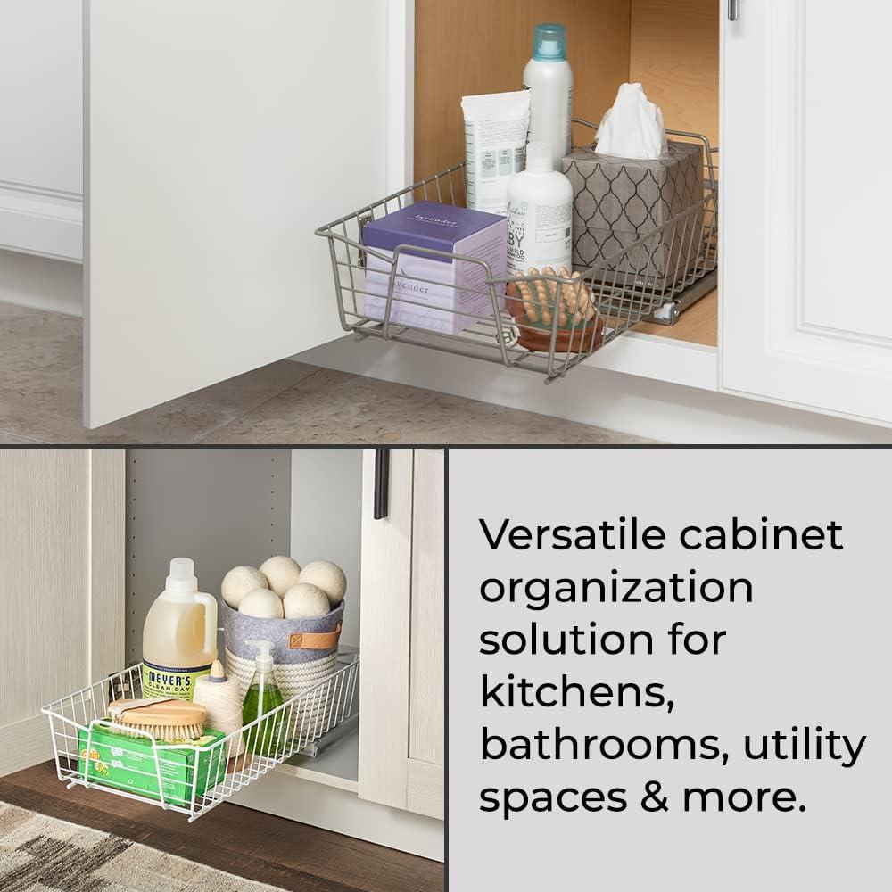 imageClosetMaid 11 in Pull Out Cabinet Organizer 2 Tier Heavy Duty Slide Out Pantry Shelves Drawers for Kitchen Bathroom WhiteWhite
