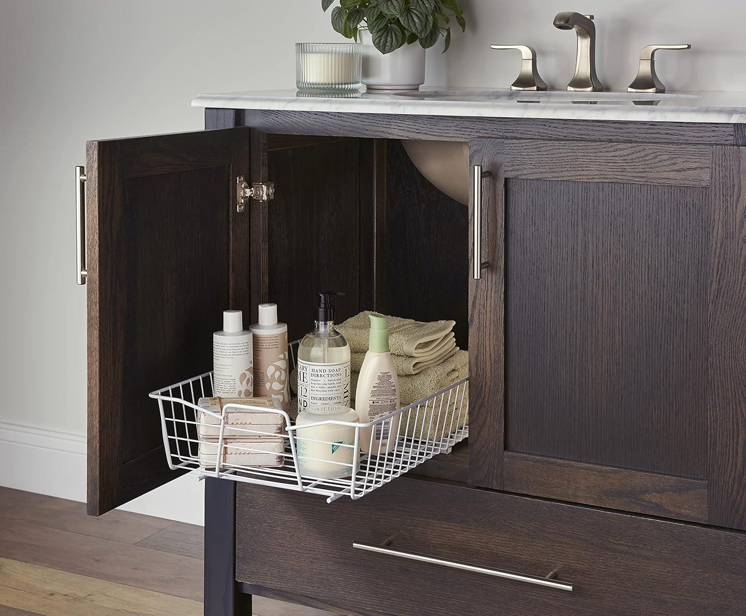 imageClosetMaid 11 in Pull Out Cabinet Organizer 2 Tier Heavy Duty Slide Out Pantry Shelves Drawers for Kitchen Bathroom WhiteWhite