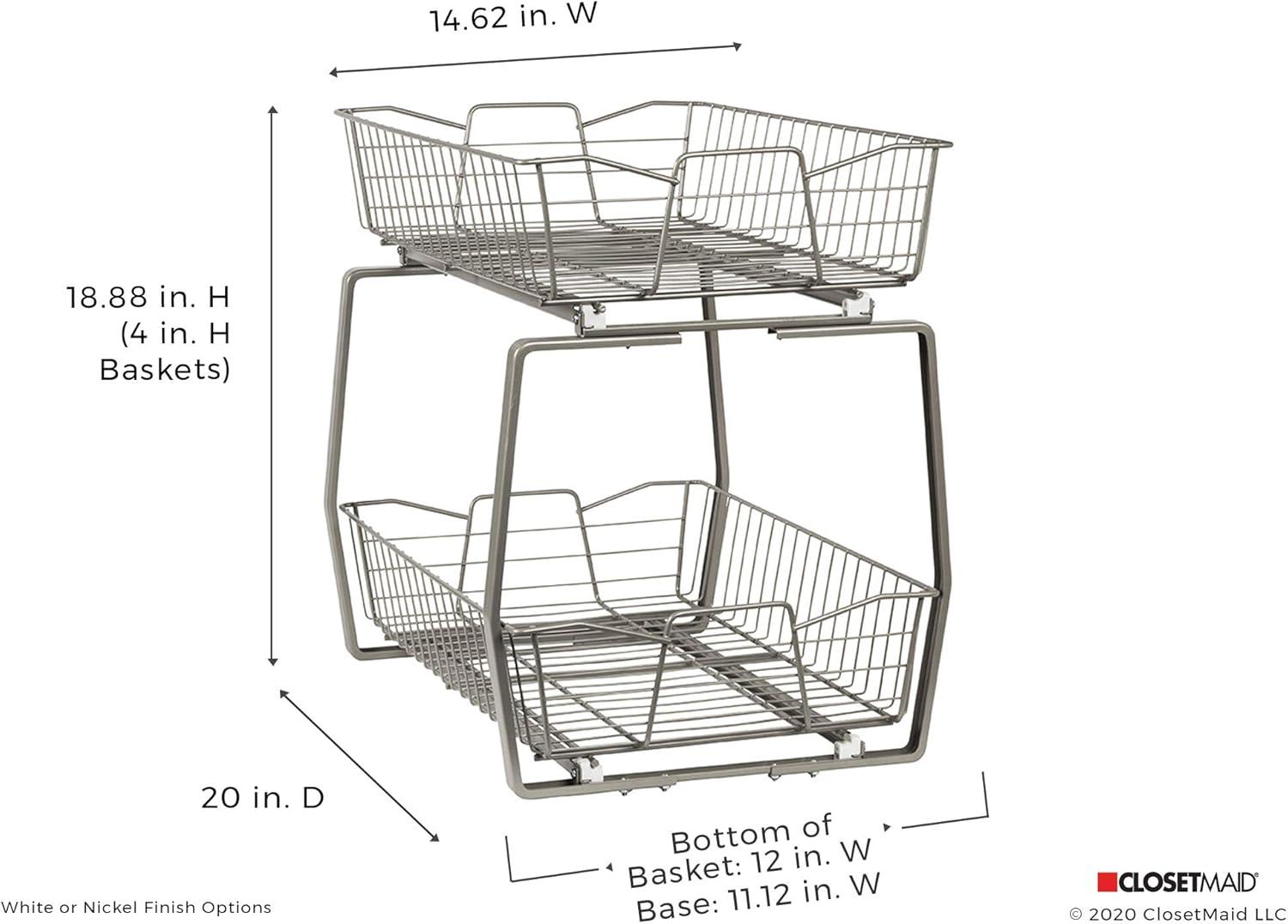 imageClosetMaid 11 in Pull Out Cabinet Organizer 2 Tier Heavy Duty Slide Out Pantry Shelves Drawers for Kitchen Bathroom WhiteWhite
