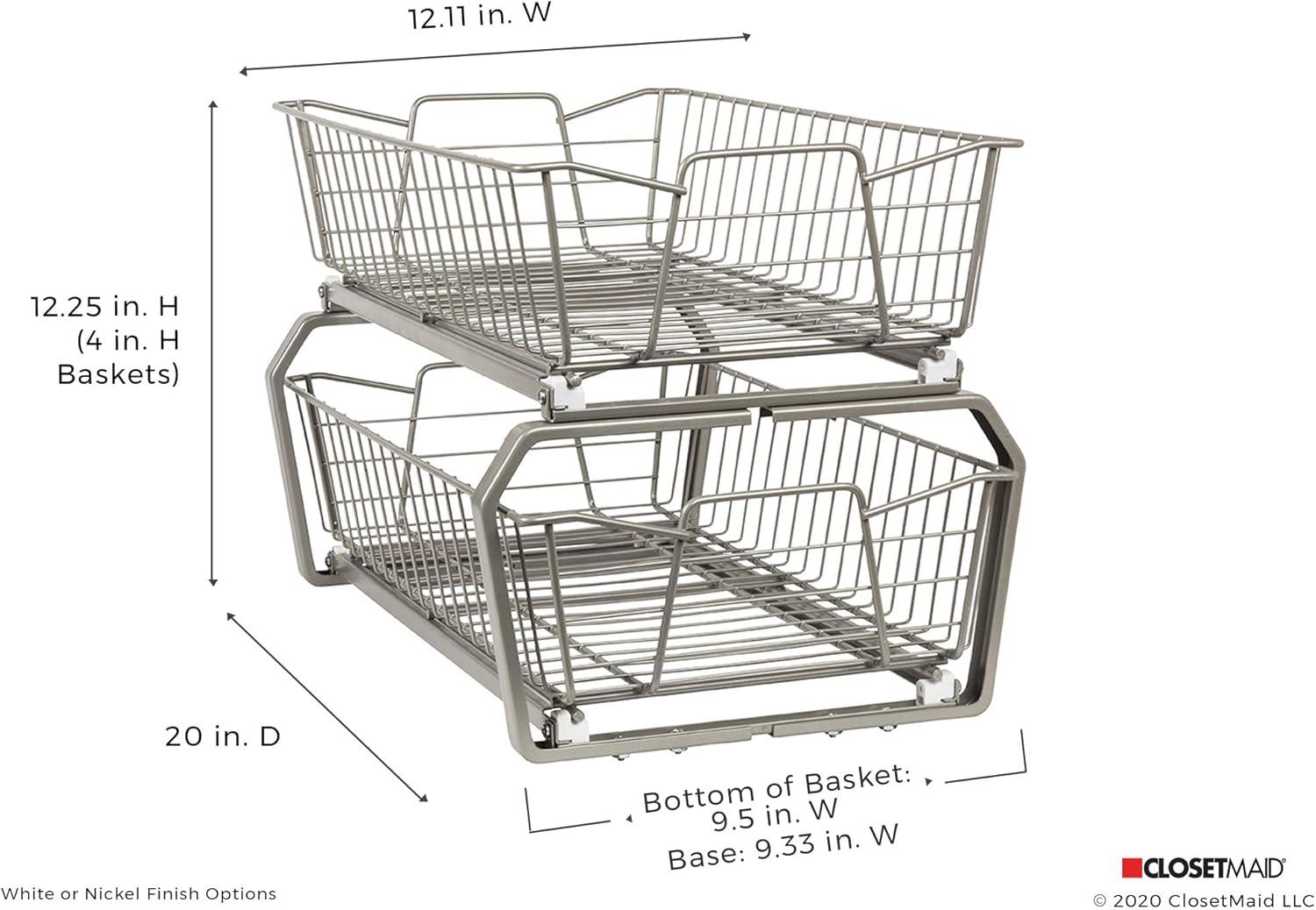 imageClosetMaid 11 in Pull Out Cabinet Organizer 2 Tier Heavy Duty Slide Out Pantry Shelves Drawers for Kitchen Bathroom WhiteWhite
