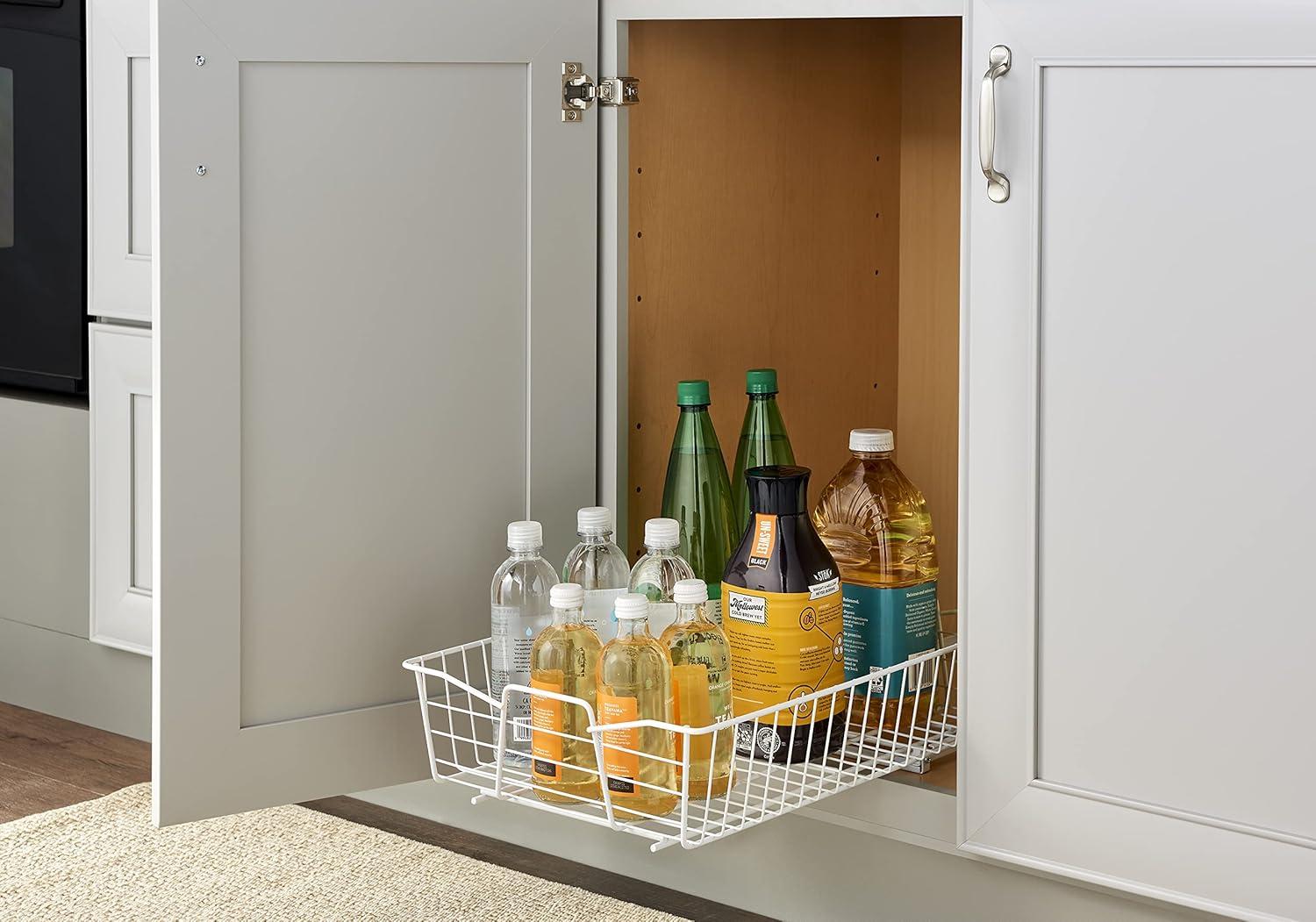 imageClosetMaid 11 in Pull Out Cabinet Organizer 2 Tier Heavy Duty Slide Out Pantry Shelves Drawers for Kitchen Bathroom WhiteWhite