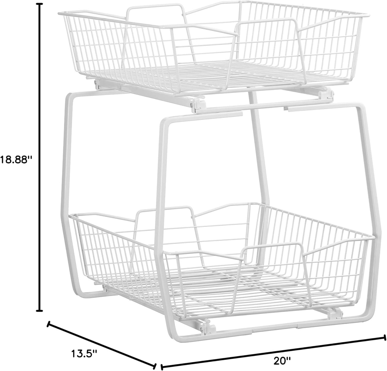 imageClosetMaid 11 in Pull Out Cabinet Organizer 2 Tier Heavy Duty Slide Out Pantry Shelves Drawers for Kitchen Bathroom WhiteWhite