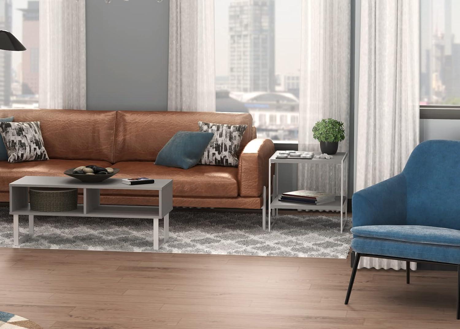 imageClosetMaid 1311 Rectangular Wood Coffee Table with Storage Shelves NaturalTaupe