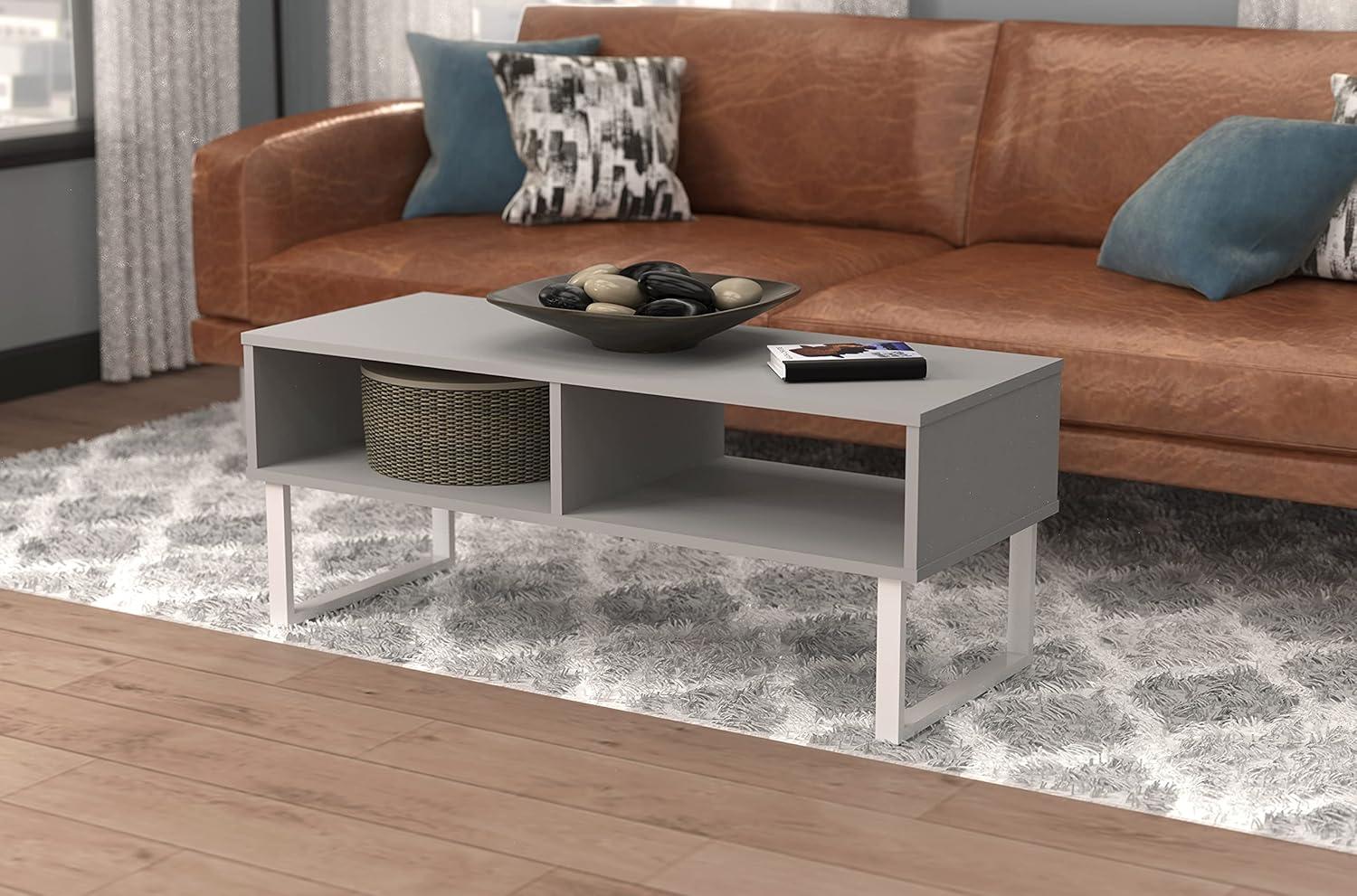 imageClosetMaid 1311 Rectangular Wood Coffee Table with Storage Shelves NaturalTaupe