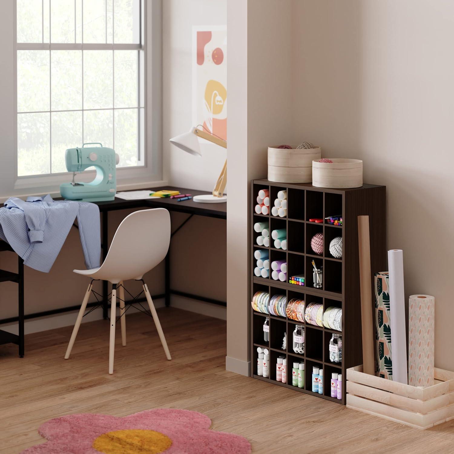 imageClosetMaid 15 Cube Stackable Storage Organizer for Shoes Bags Crafts Hobbies with Wood Shelves for Closet Entryway or Mudroom Dark CherryEspresso