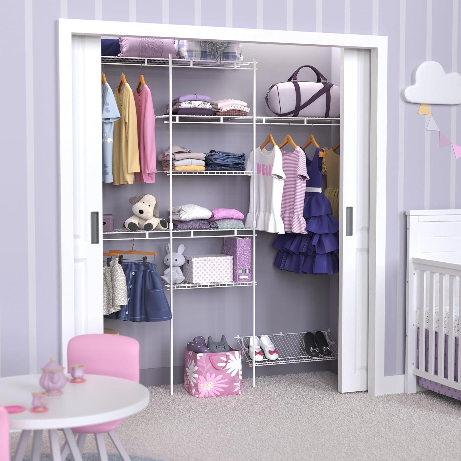 imageClosetMaid 1608 Closet Organizer Kit with Shoe Shelf 5Foot to 8Foot WhiteWith Shoe Rack