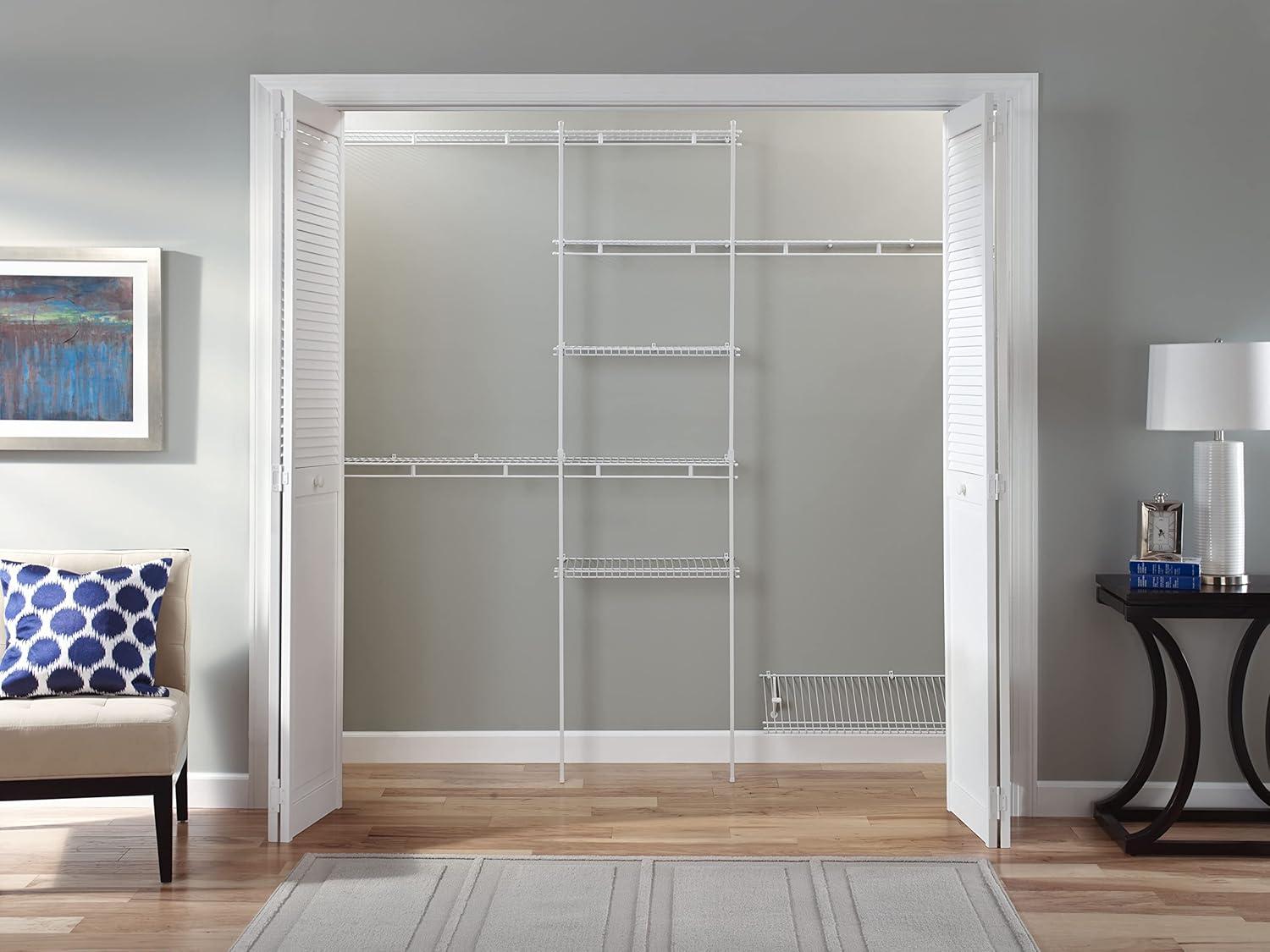 imageClosetMaid 1608 Closet Organizer Kit with Shoe Shelf 5Foot to 8Foot WhiteWith Shoe Rack