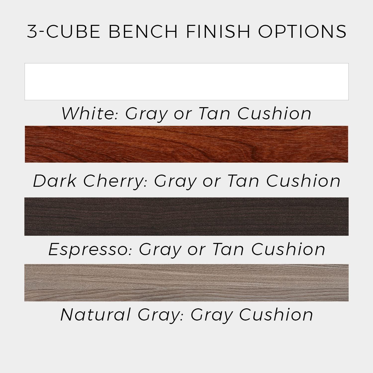 imageClosetMaid 1631 Cubeicals 3Cube Storage Bench White with Gray CushionDark Cherry With Gray Cushion