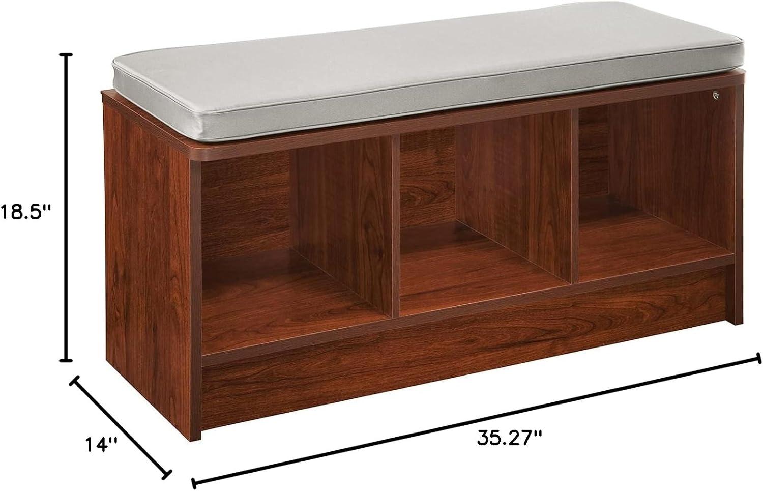 imageClosetMaid 1631 Cubeicals 3Cube Storage Bench White with Gray CushionDark Cherry With Gray Cushion