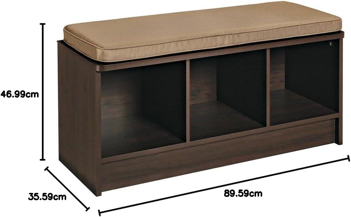 imageClosetMaid 1631 Cubeicals 3Cube Storage Bench White with Gray CushionEspresso