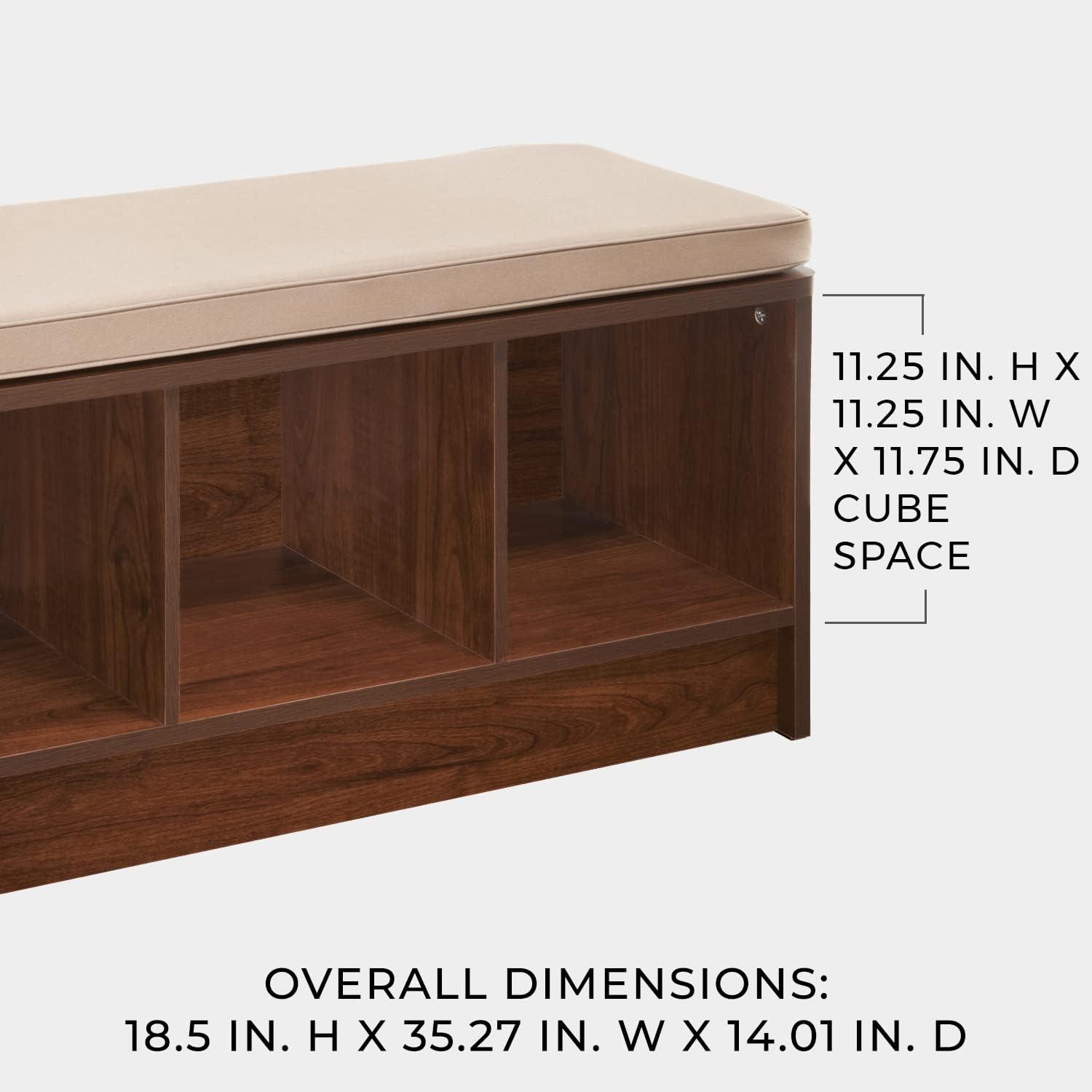 imageClosetMaid 1631 Cubeicals 3Cube Storage Bench White with Gray CushionEspresso