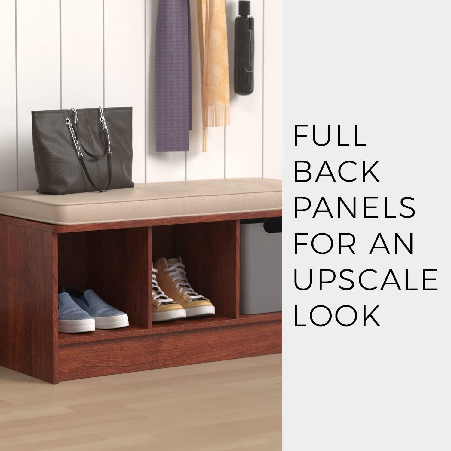 imageClosetMaid 1631 Cubeicals 3Cube Storage Bench White with Gray CushionEspresso