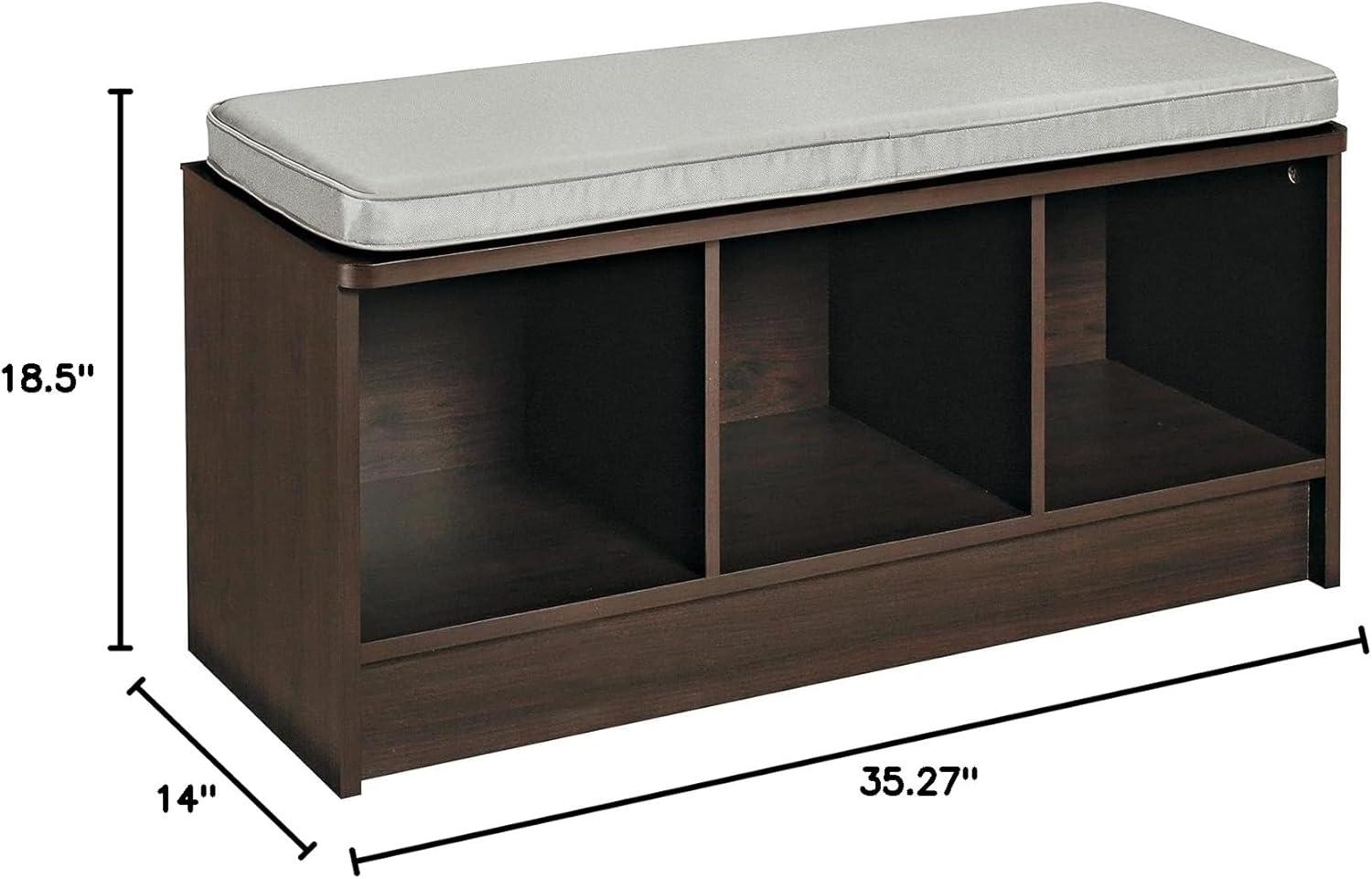 imageClosetMaid 1631 Cubeicals 3Cube Storage Bench White with Gray CushionEspresso With Gray Cushion
