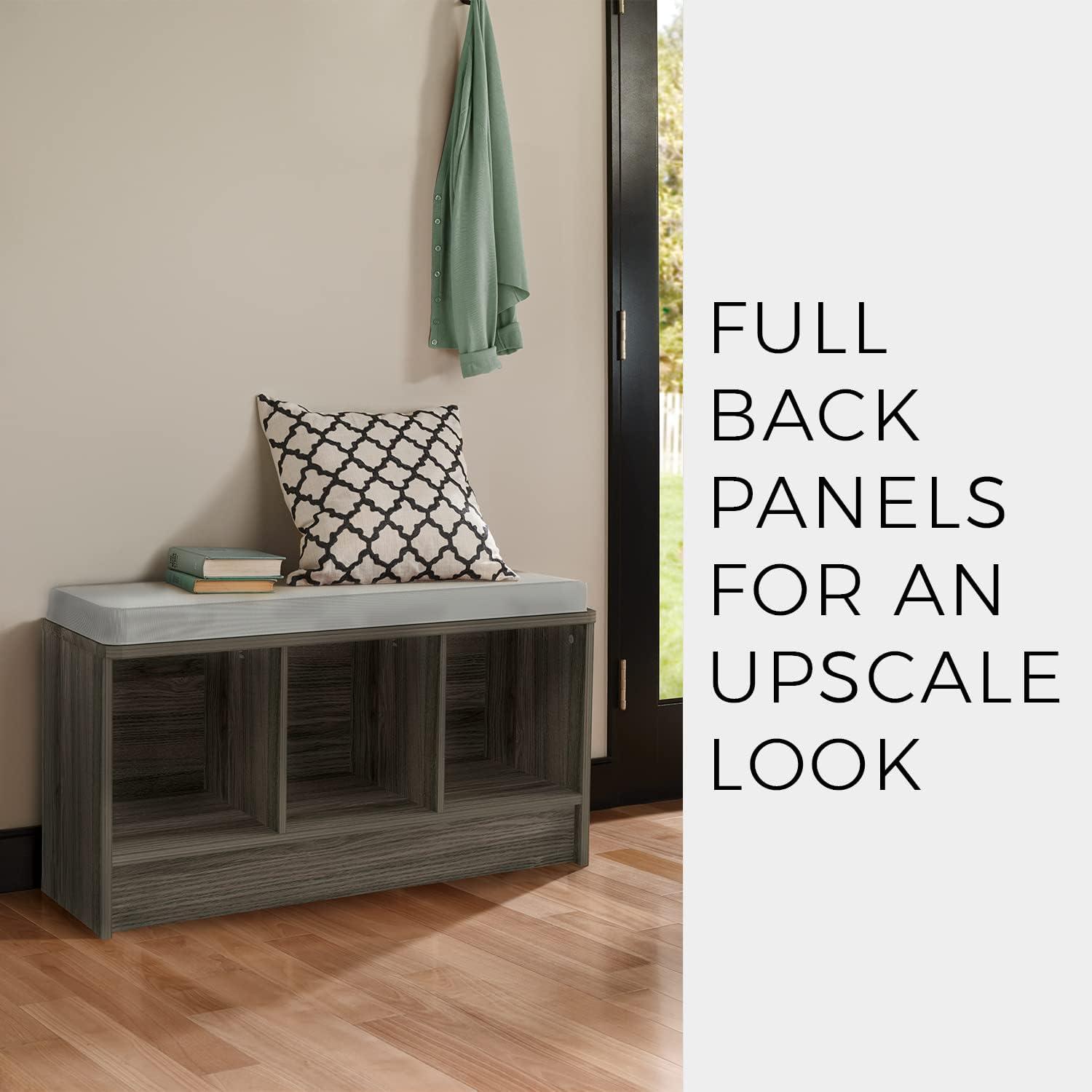 imageClosetMaid 1631 Cubeicals 3Cube Storage Bench White with Gray CushionEspresso With Gray Cushion