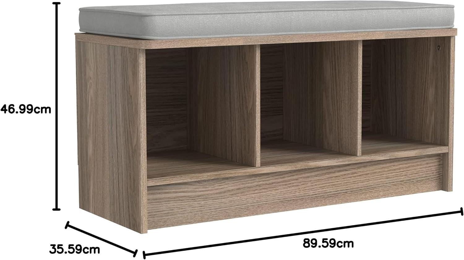 imageClosetMaid 1631 Cubeicals 3Cube Storage Bench White with Gray CushionNatural Gray With Gray Cushion