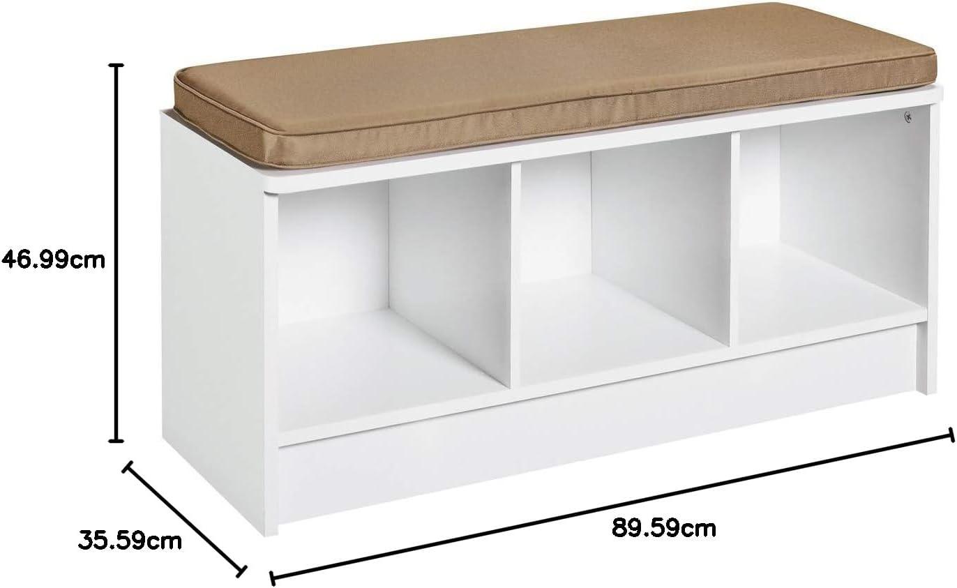 imageClosetMaid 1631 Cubeicals 3Cube Storage Bench White with Gray CushionWhite