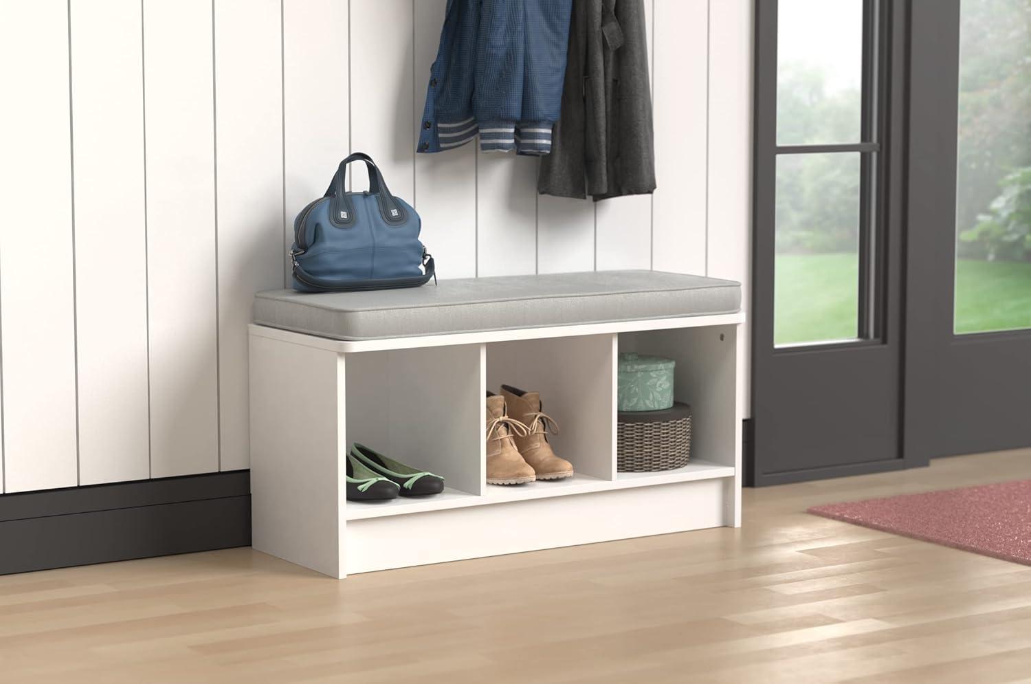 imageClosetMaid 1631 Cubeicals 3Cube Storage Bench White with Gray CushionWhite With Gray Cushion