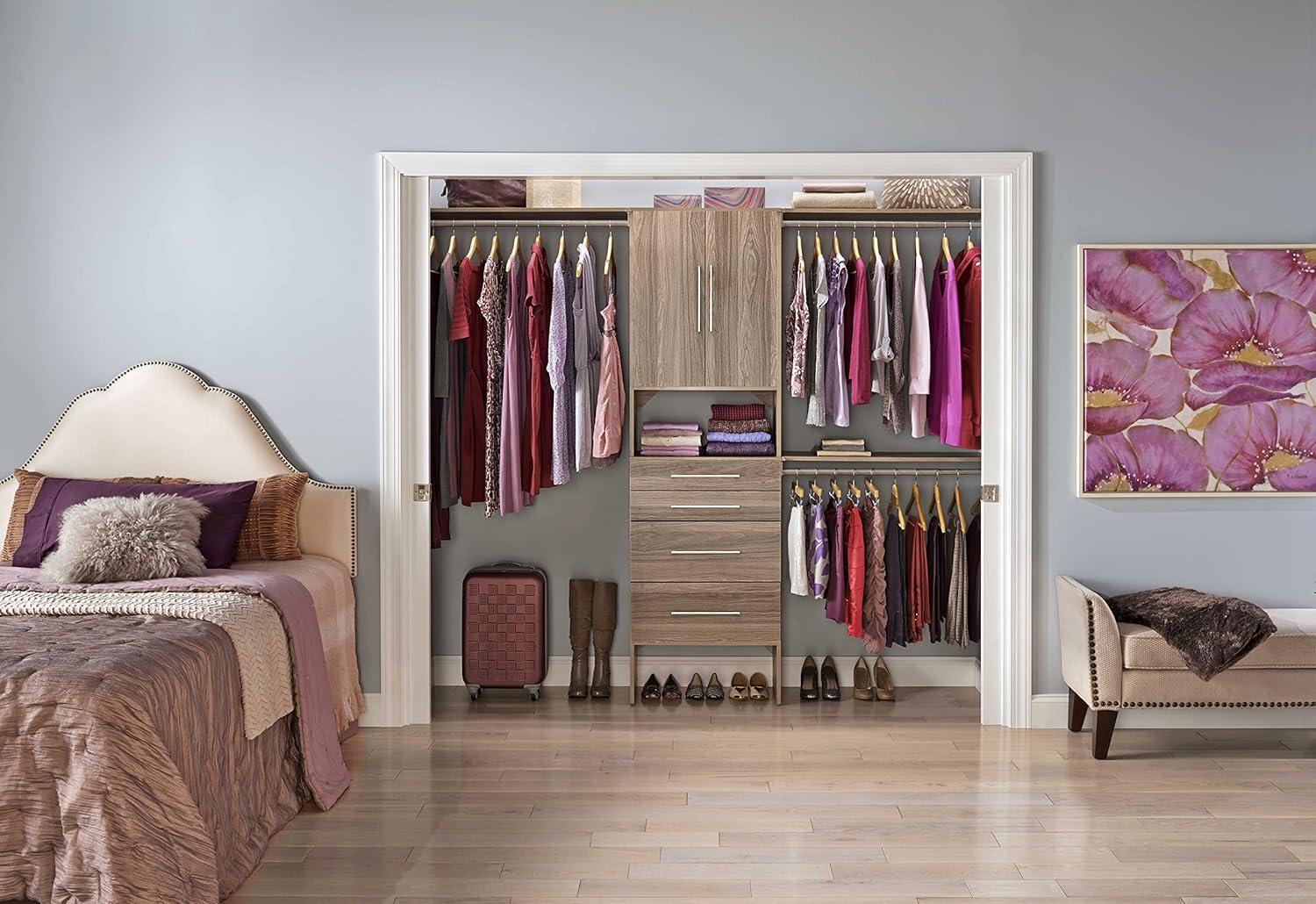 imageClosetMaid 1937440 SuiteSymphony Modern 16Inch Closet Organizer with Shelves and 2Drawers Pure WhiteNatural Gray