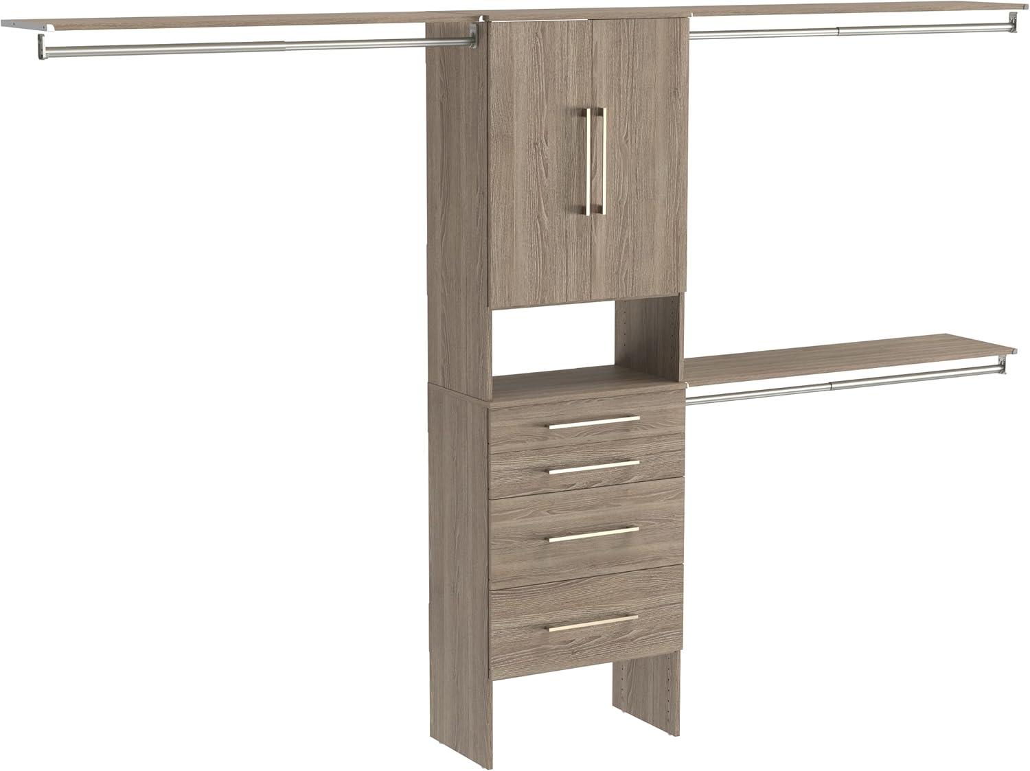 imageClosetMaid 1937440 SuiteSymphony Modern 16Inch Closet Organizer with Shelves and 2Drawers Pure WhiteNatural Gray