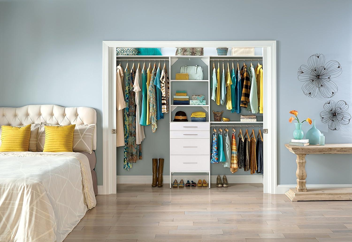 imageClosetMaid 1937440 SuiteSymphony Modern 16Inch Closet Organizer with Shelves and 2Drawers Pure WhitePure White