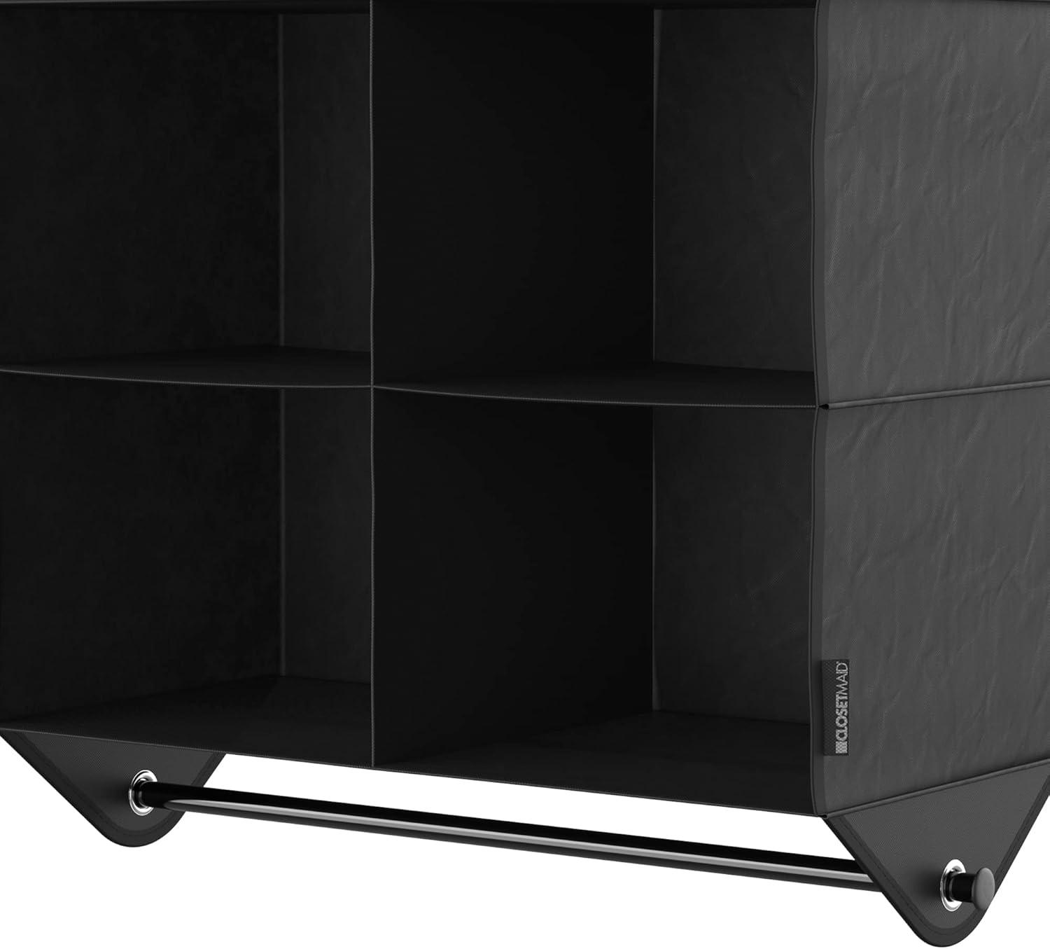 imageClosetMaid 20504 Foldable Underbed Storage Bag with Handles Zipper Closure and Clear Window for Sweaters Shoes Blankets with Charcoal Black Finish4Shelf Hanging Organizer with Rod