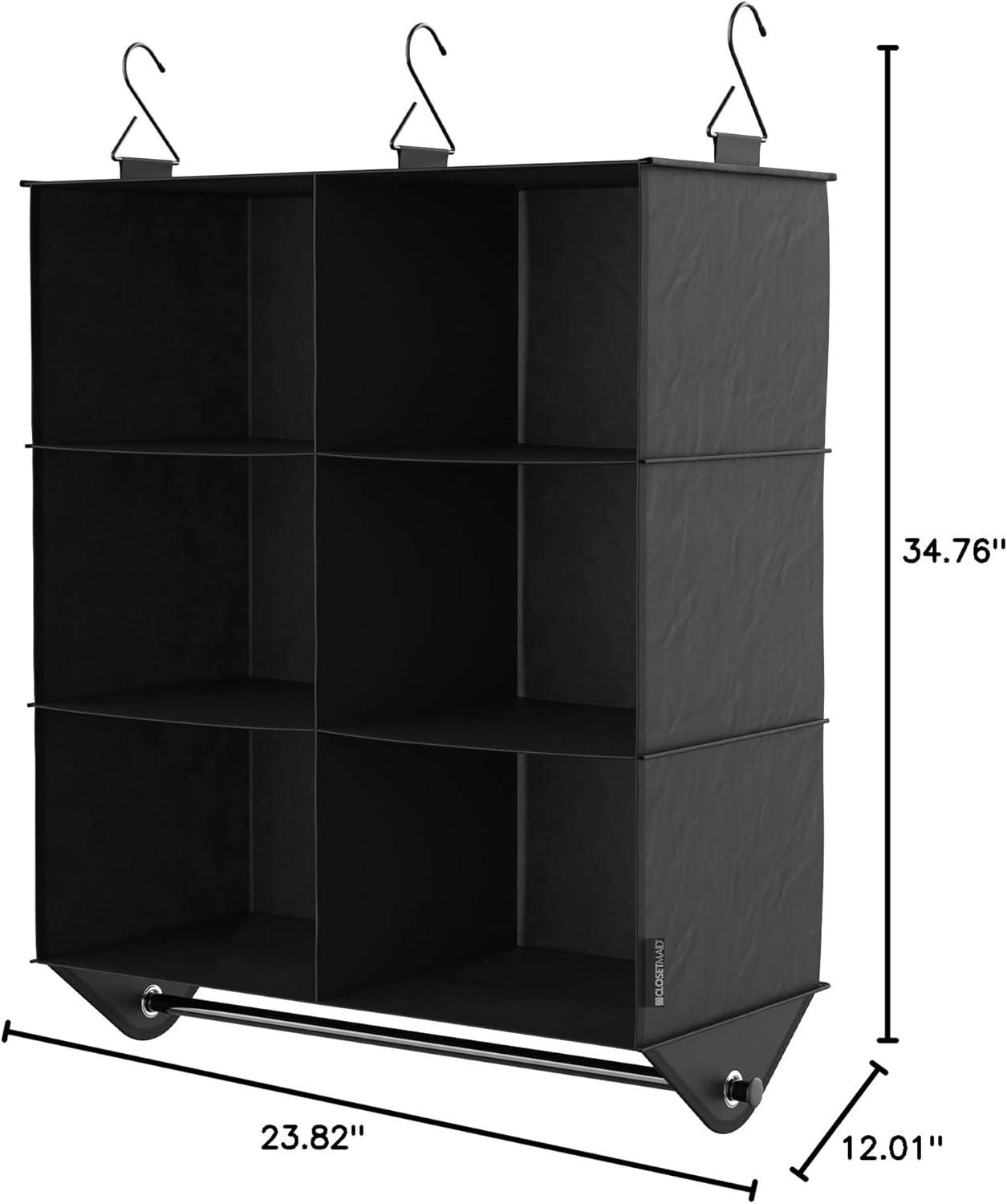 imageClosetMaid 20504 Foldable Underbed Storage Bag with Handles Zipper Closure and Clear Window for Sweaters Shoes Blankets with Charcoal Black Finish6Shelf Hanging Organizer with Rod