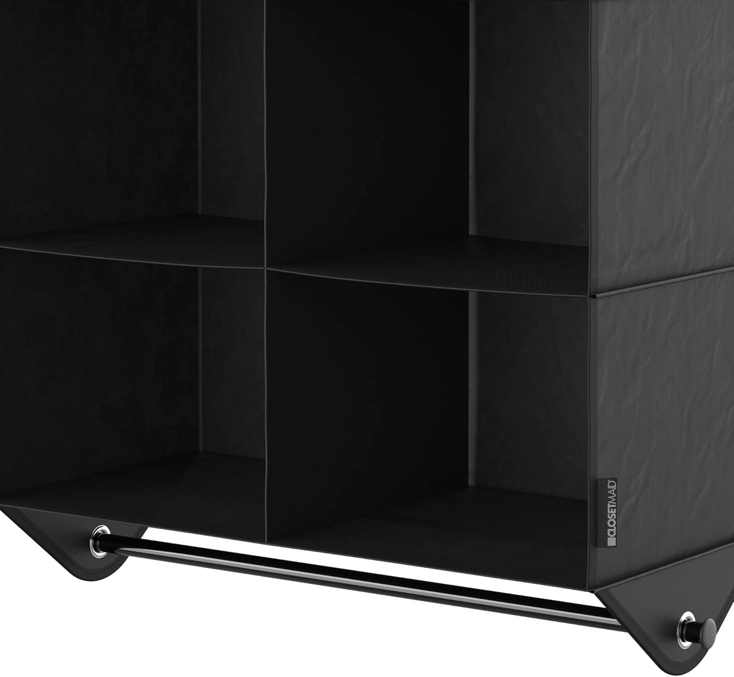 imageClosetMaid 20504 Foldable Underbed Storage Bag with Handles Zipper Closure and Clear Window for Sweaters Shoes Blankets with Charcoal Black Finish6Shelf Hanging Organizer with Rod