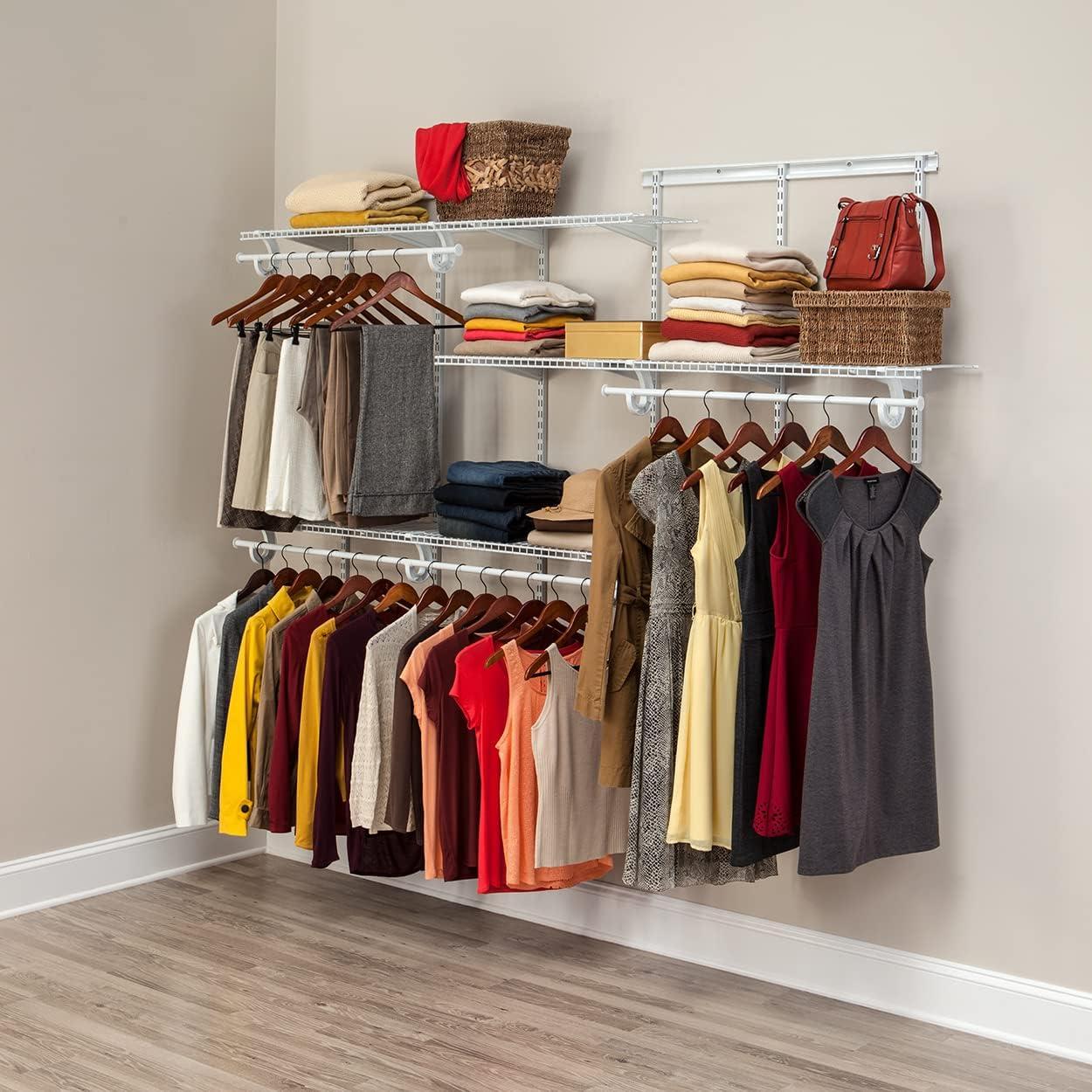 imageClosetMaid 2087 ShelfTrack 2ft to 4ft Adjustable Closet Organizer Kit White5 ft to 8 ft