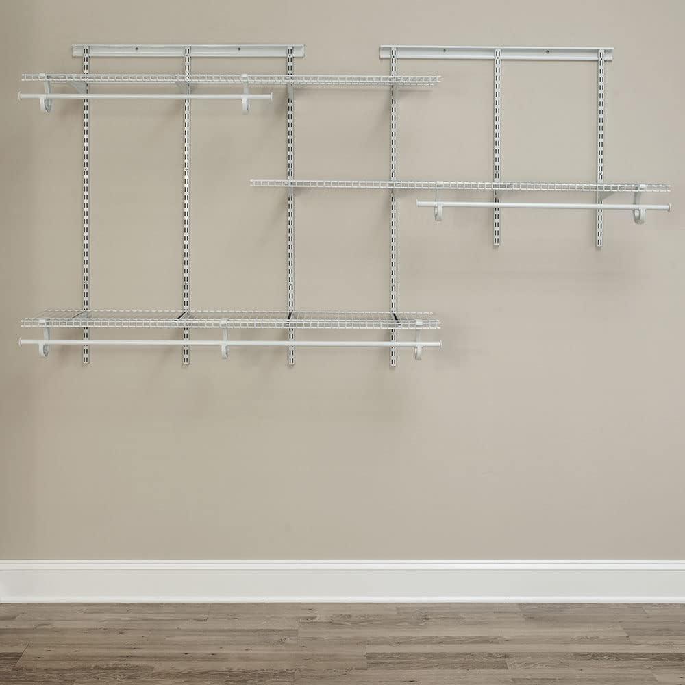 imageClosetMaid 2087 ShelfTrack 2ft to 4ft Adjustable Closet Organizer Kit White5 ft to 8 ft