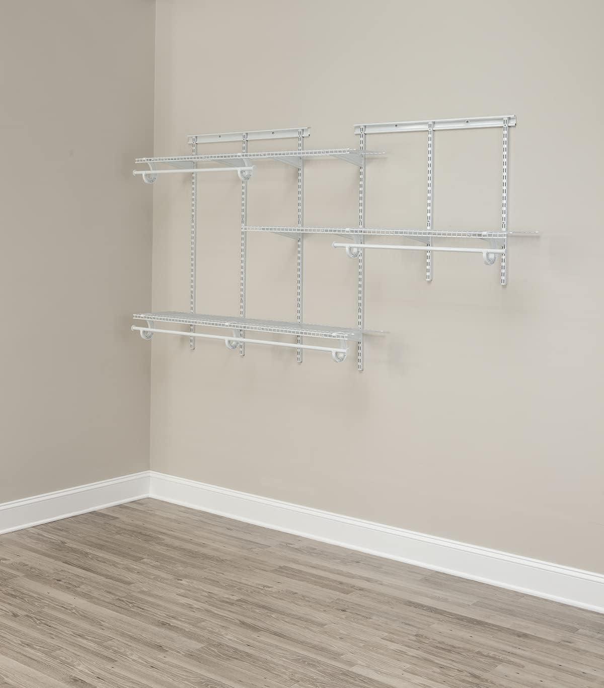 imageClosetMaid 2087 ShelfTrack 2ft to 4ft Adjustable Closet Organizer Kit White5 ft to 8 ft