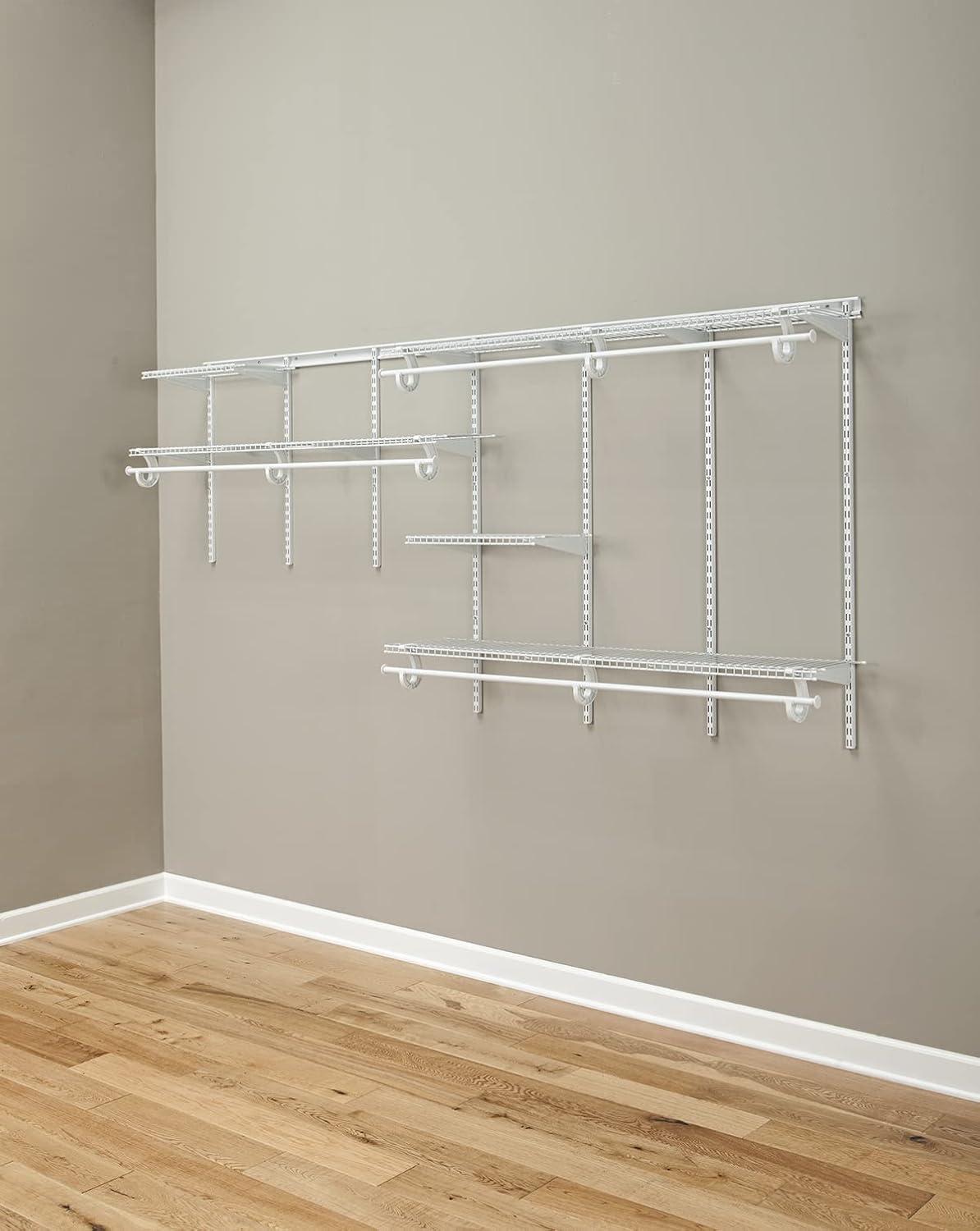 imageClosetMaid 2087 ShelfTrack 2ft to 4ft Adjustable Closet Organizer Kit White7 ft to 10 ft
