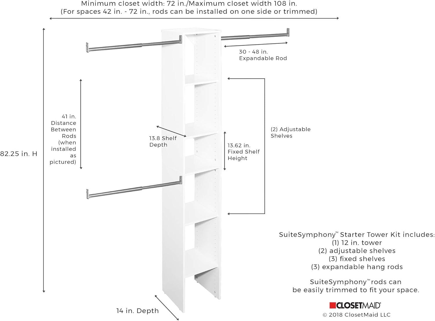 imageClosetMaid 4867 SuiteSymphony 12Inch Starter Tower Kit Pure White