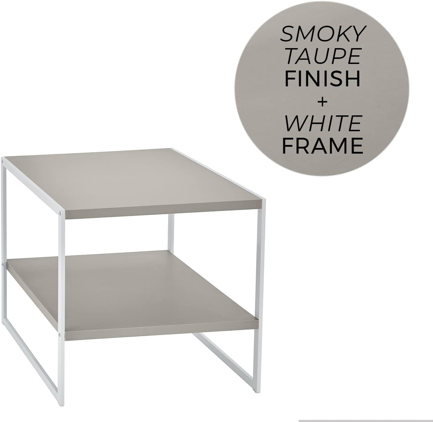 imageClosetMaid 4961 2 Tier Square Wood SideTable with Storage Shel TaupeTaupe