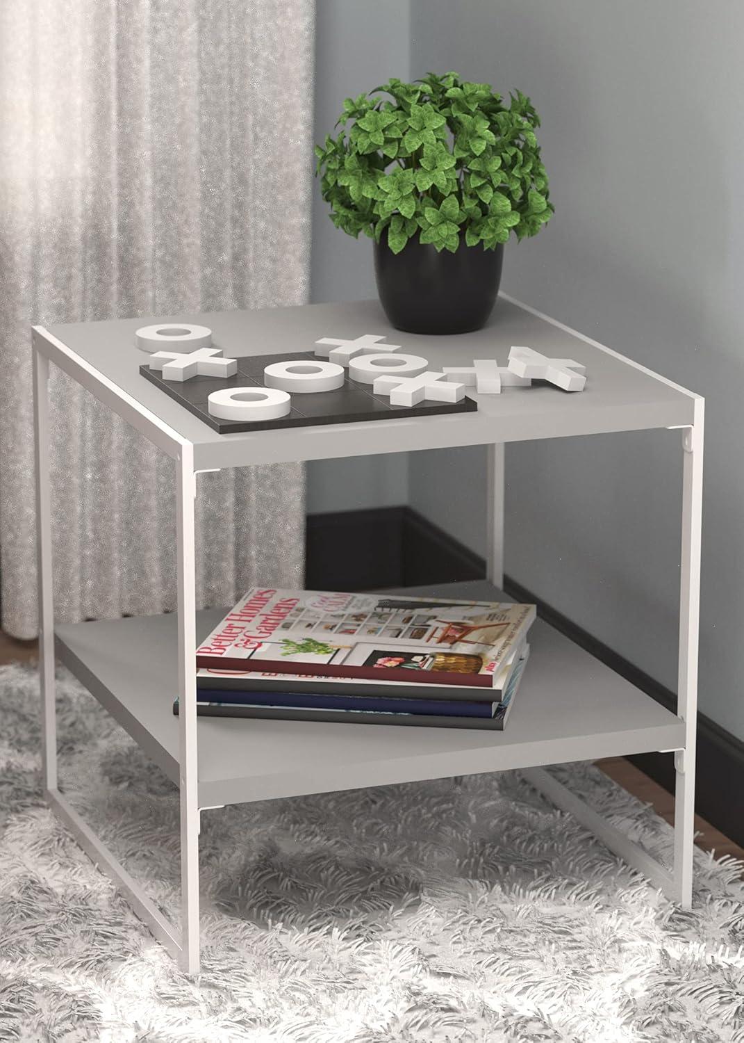 imageClosetMaid 4961 2 Tier Square Wood SideTable with Storage Shel TaupeTaupe