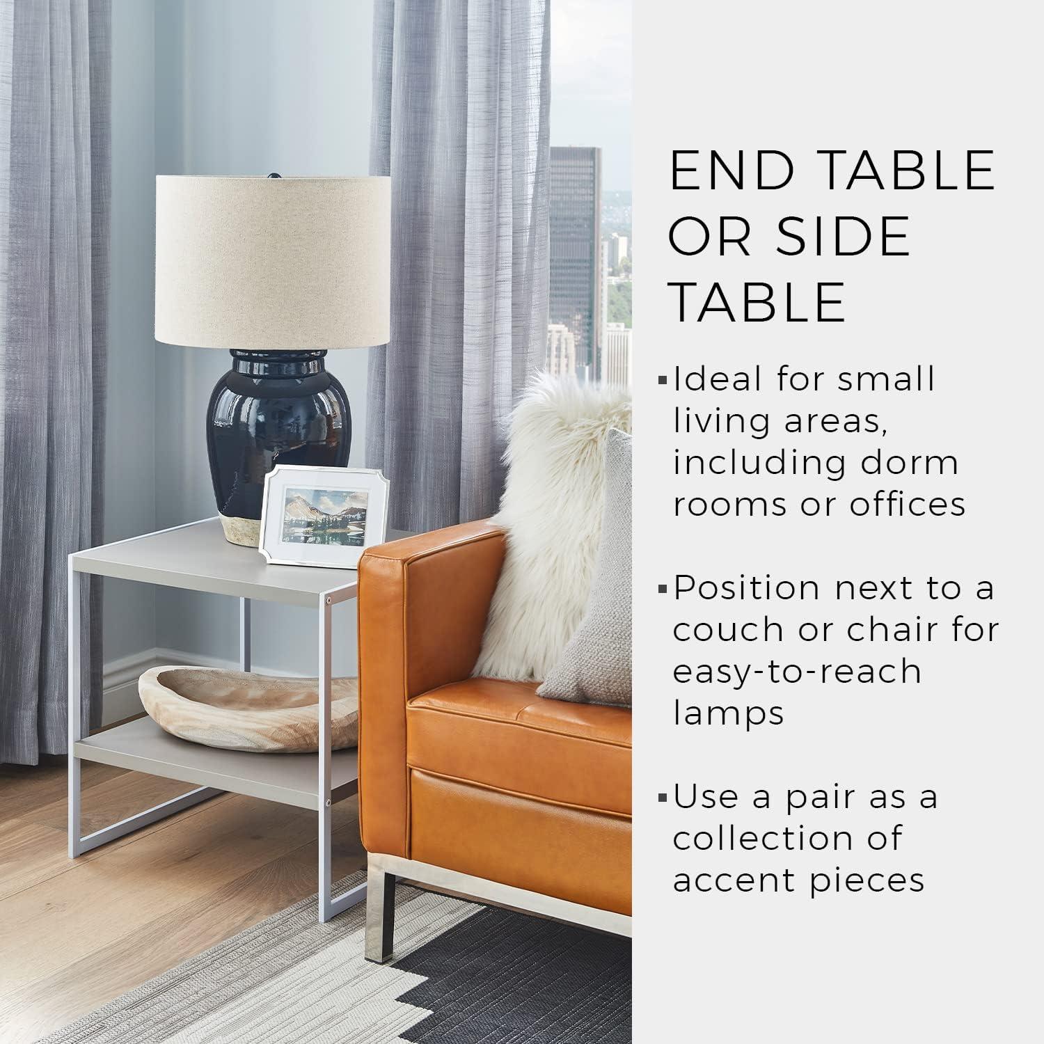 imageClosetMaid 4961 2 Tier Square Wood SideTable with Storage Shel TaupeTaupe