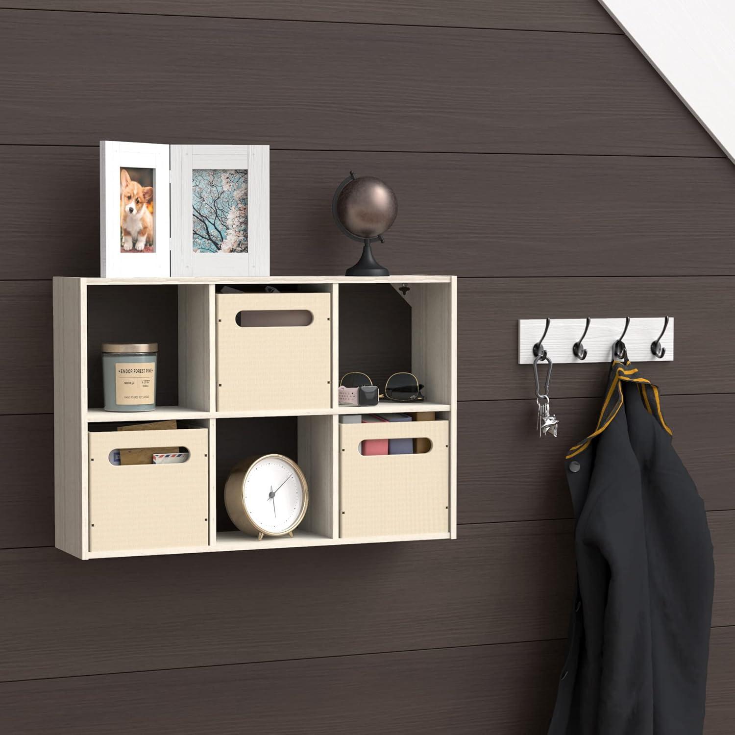 imageClosetMaid 5437 Collapsible Mini Storage Bin with Two Handles 2Pack Gray Wicker Natural Linen 2 PackNatural Linen