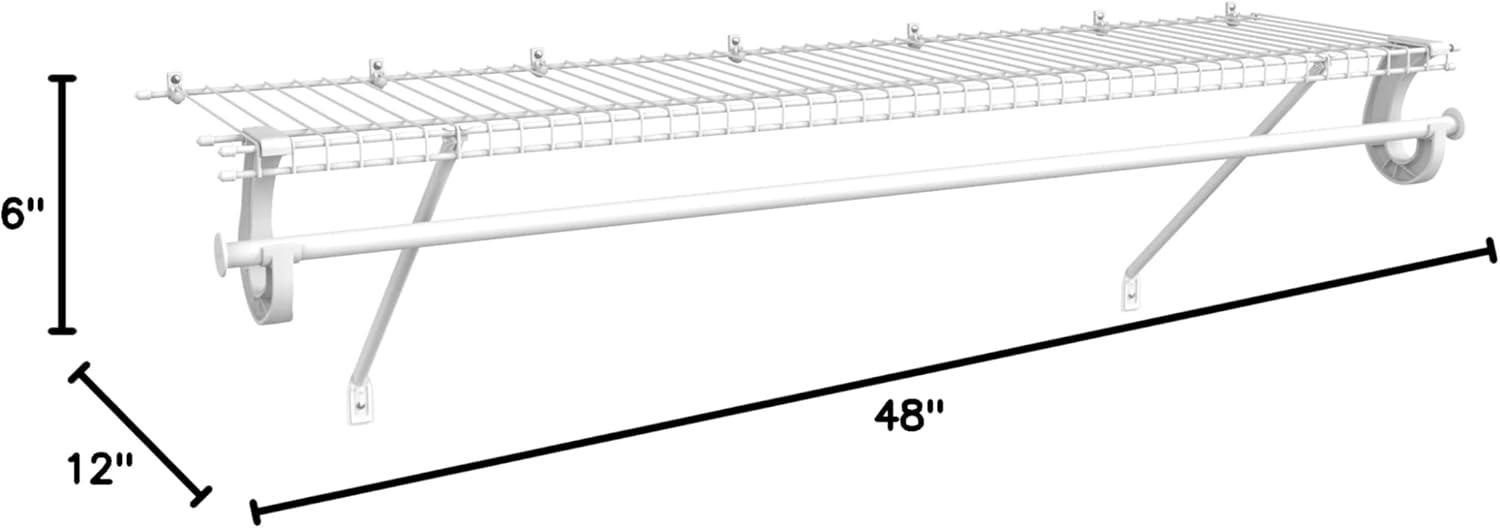 imageClosetMaid 5632 Super Slide Ventilated Shelf Kit With Closet Rod 6 by 12quot White4 ft x 12 in