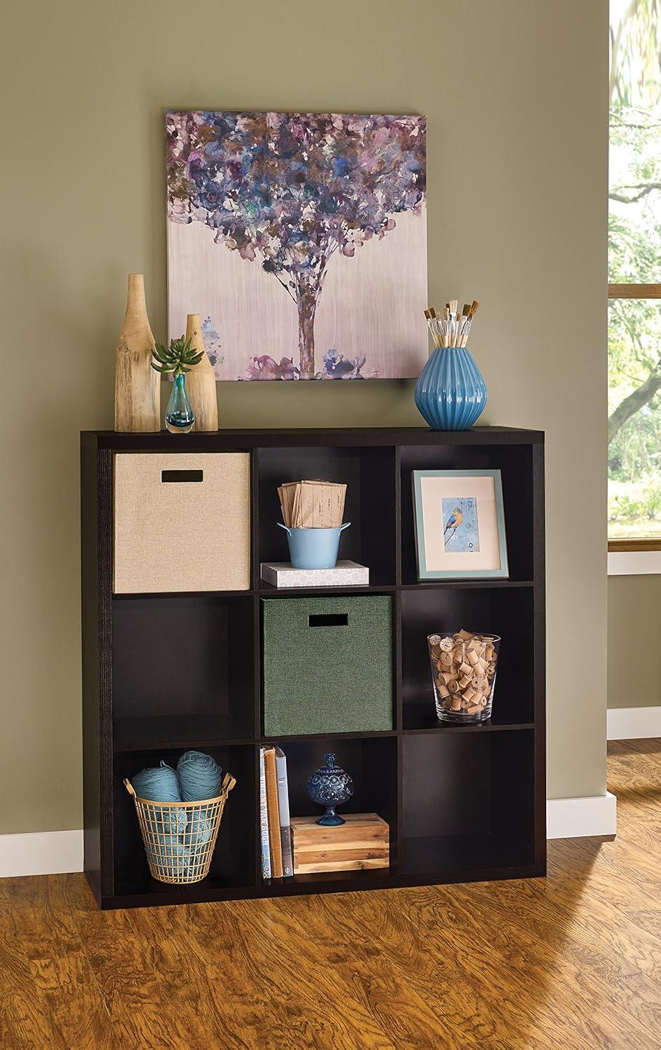 imageClosetMaid 6 Cube Storage Shelf Organizer Bookshelf with Back Panel Easy Assembly Wood White FinishBlack Walnut