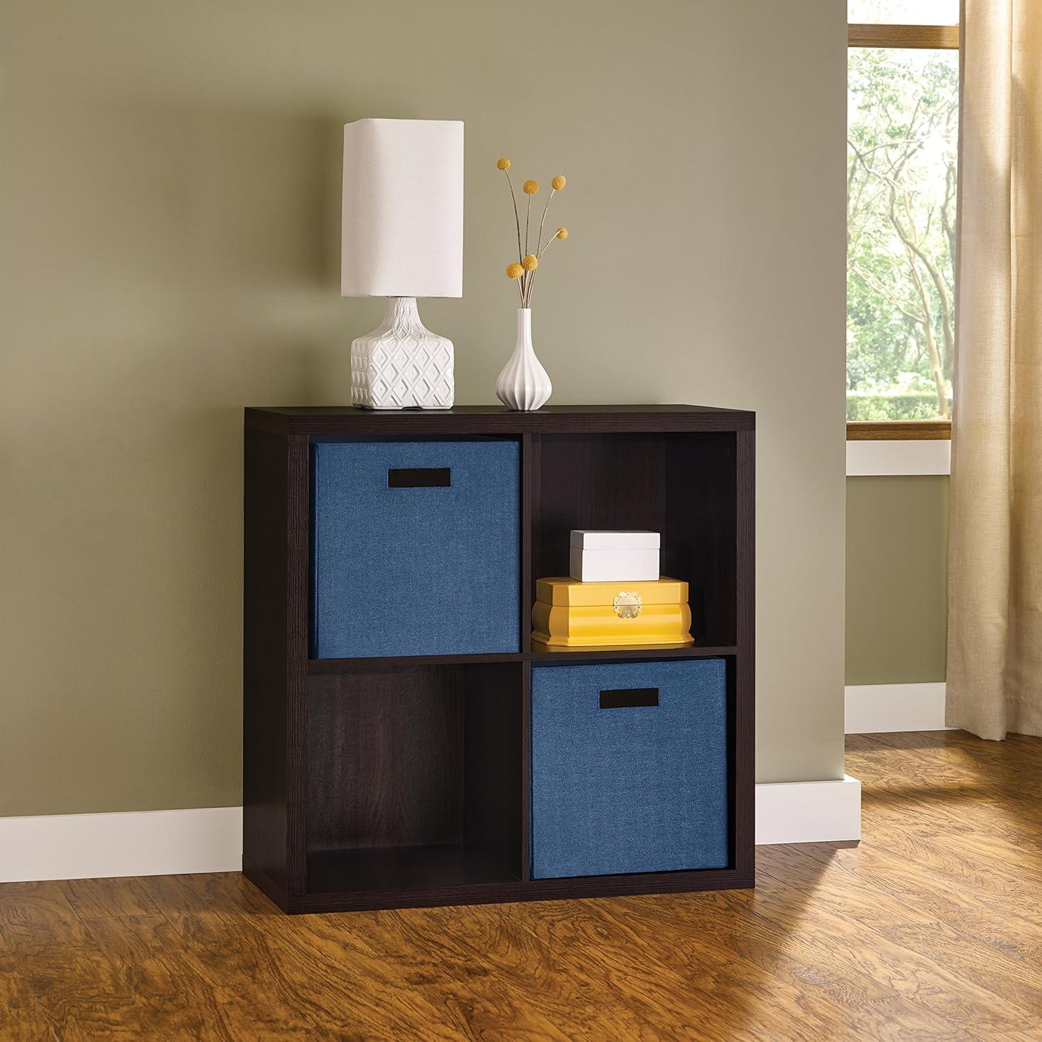 imageClosetMaid 6 Cube Storage Shelf Organizer Bookshelf with Back Panel Easy Assembly Wood White FinishBlack Walnut