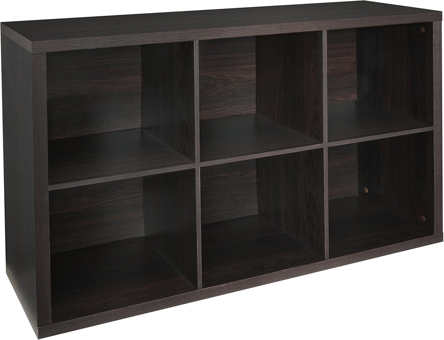 imageClosetMaid 6 Cube Storage Shelf Organizer Bookshelf with Back Panel Easy Assembly Wood White FinishBlack Walnut