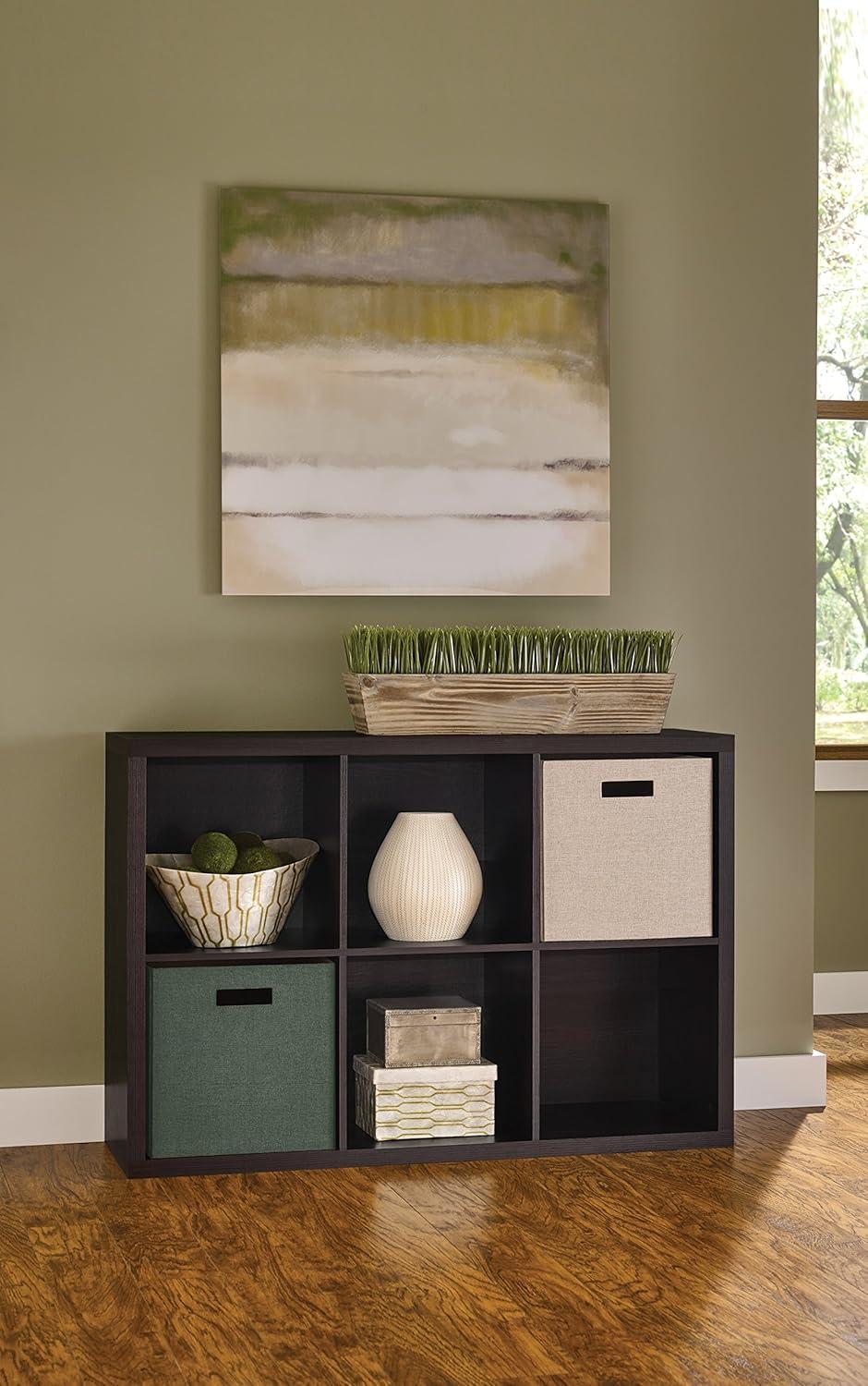 imageClosetMaid 6 Cube Storage Shelf Organizer Bookshelf with Back Panel Easy Assembly Wood White FinishBlack Walnut