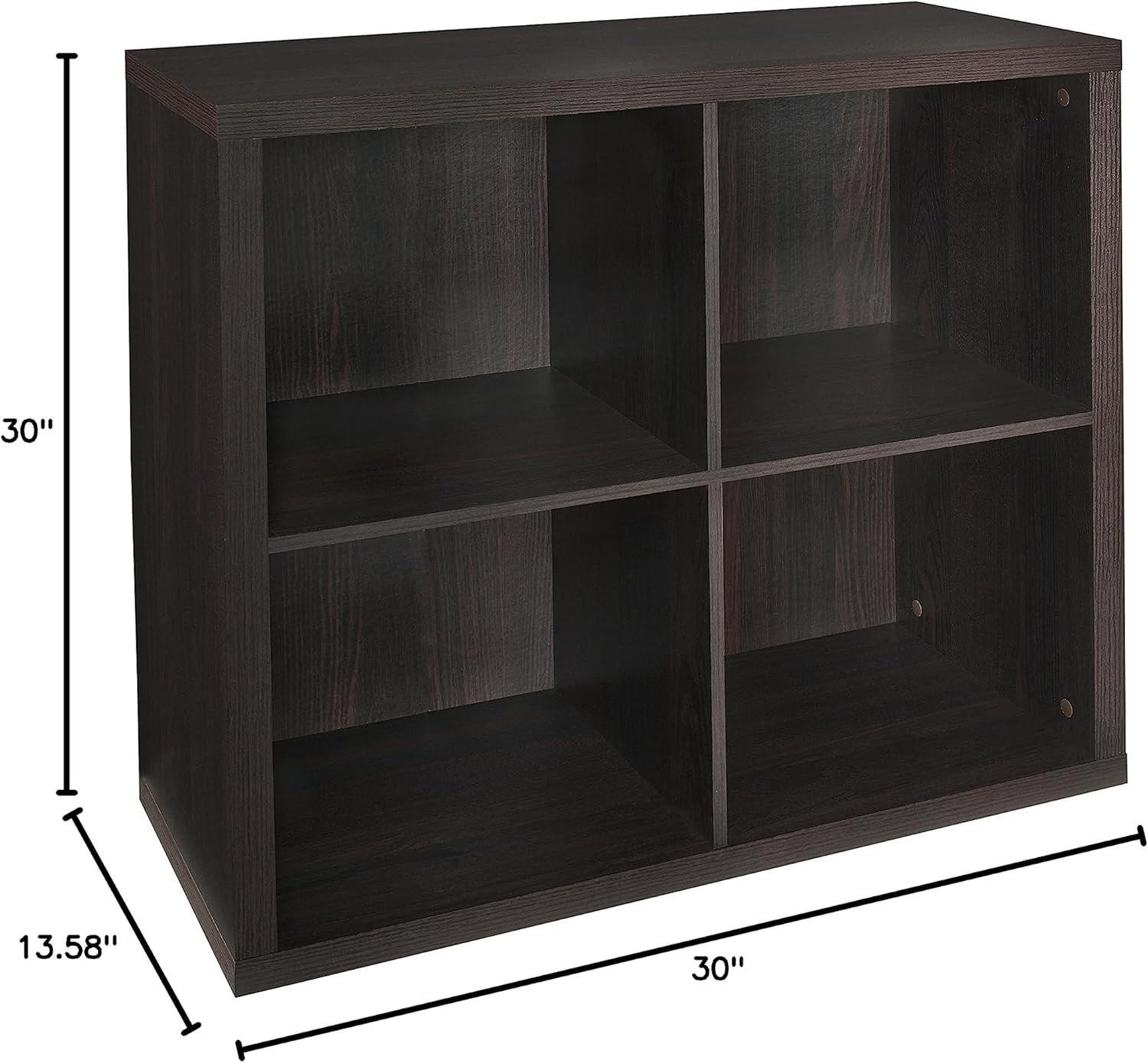 imageClosetMaid 6 Cube Storage Shelf Organizer Bookshelf with Back Panel Easy Assembly Wood White FinishBlack Walnut