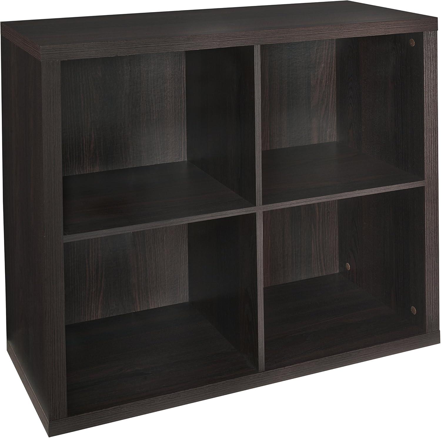 imageClosetMaid 6 Cube Storage Shelf Organizer Bookshelf with Back Panel Easy Assembly Wood White FinishBlack Walnut