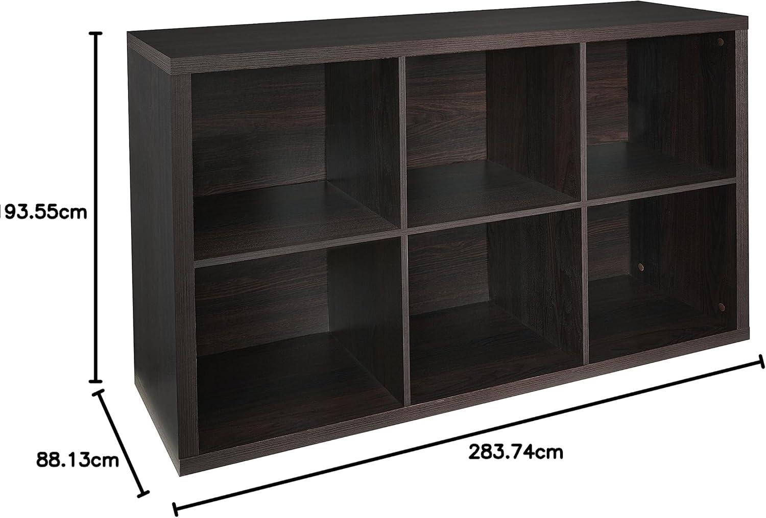 imageClosetMaid 6 Cube Storage Shelf Organizer Bookshelf with Back Panel Easy Assembly Wood White FinishBlack Walnut