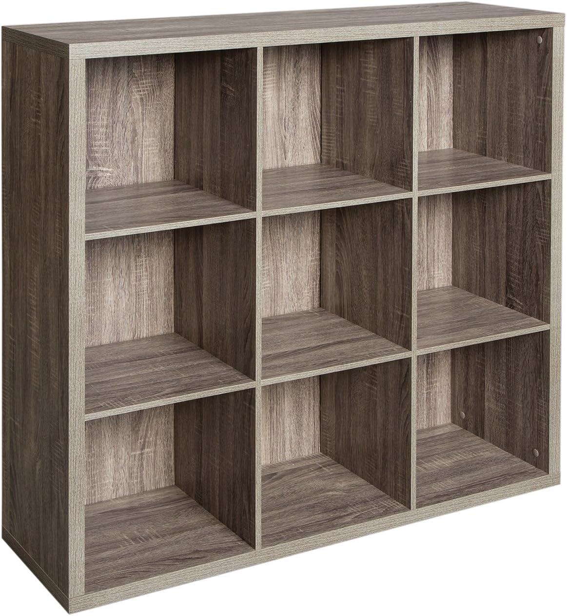imageClosetMaid 6 Cube Storage Shelf Organizer Bookshelf with Back Panel Easy Assembly Wood White FinishWeathered Gray