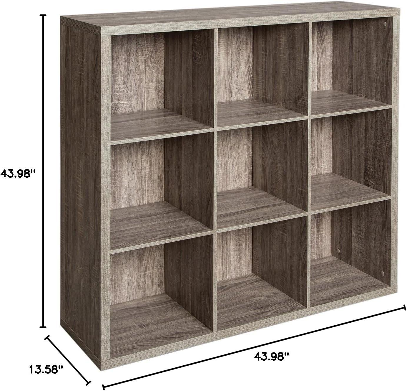 imageClosetMaid 6 Cube Storage Shelf Organizer Bookshelf with Back Panel Easy Assembly Wood White FinishWeathered Gray